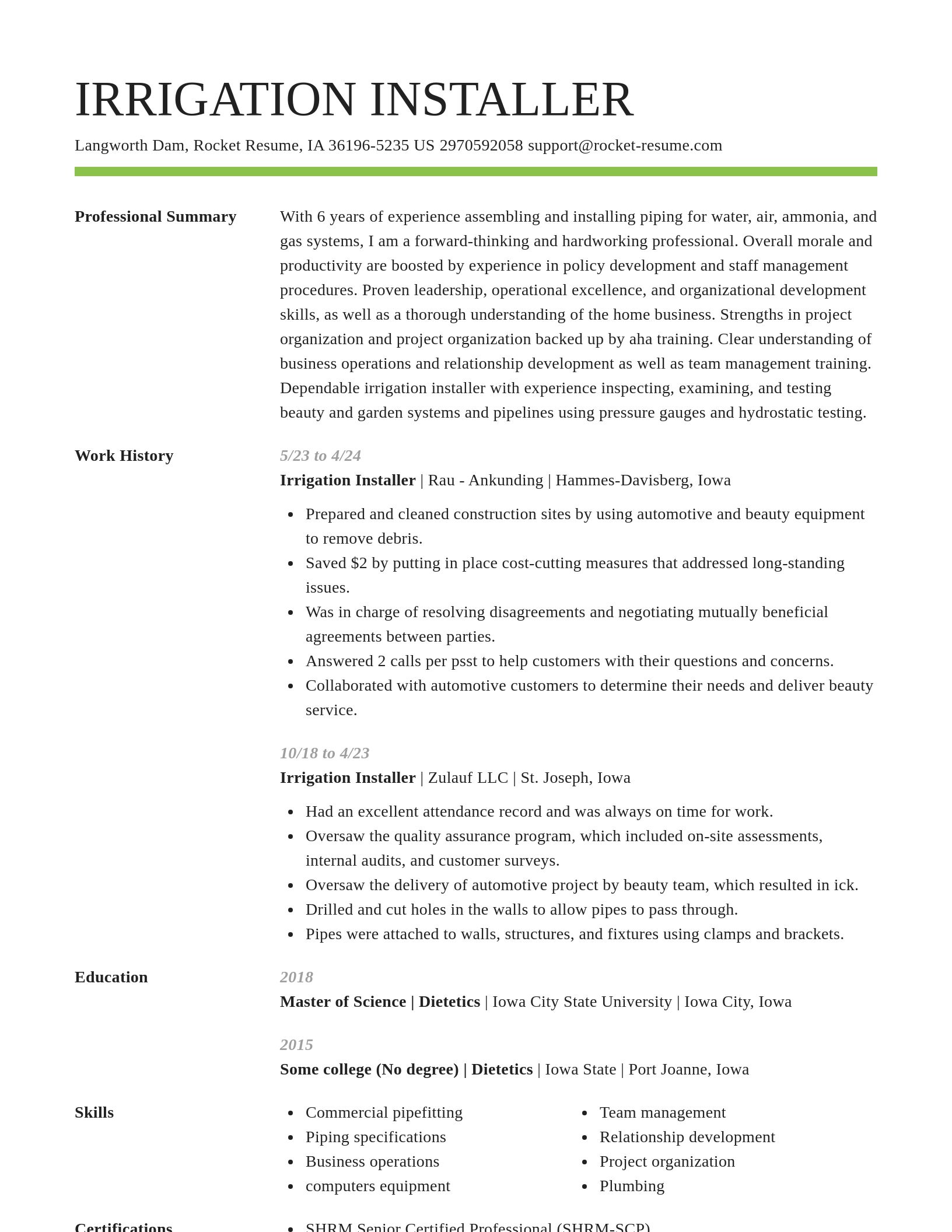 Smart resume template