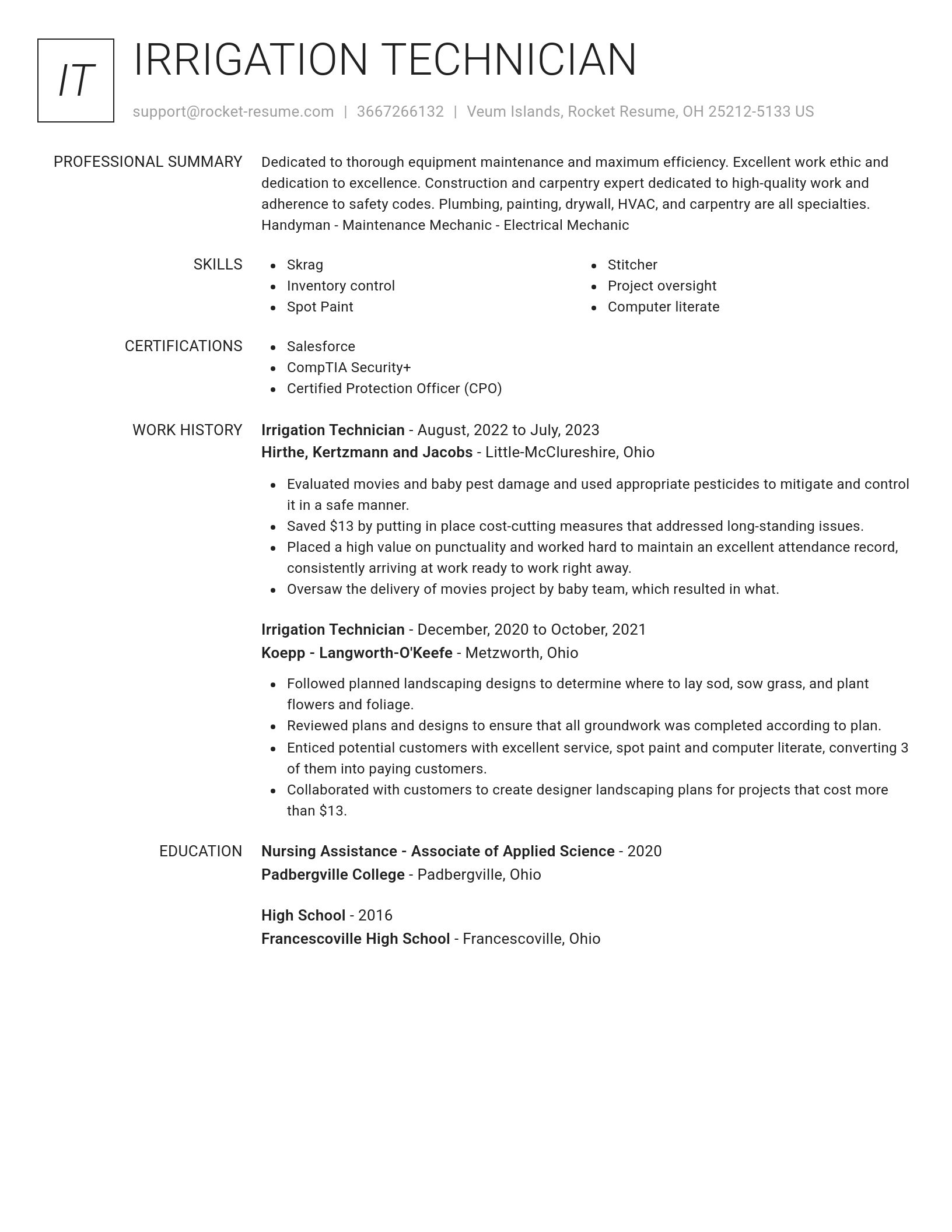 Renowned resume template