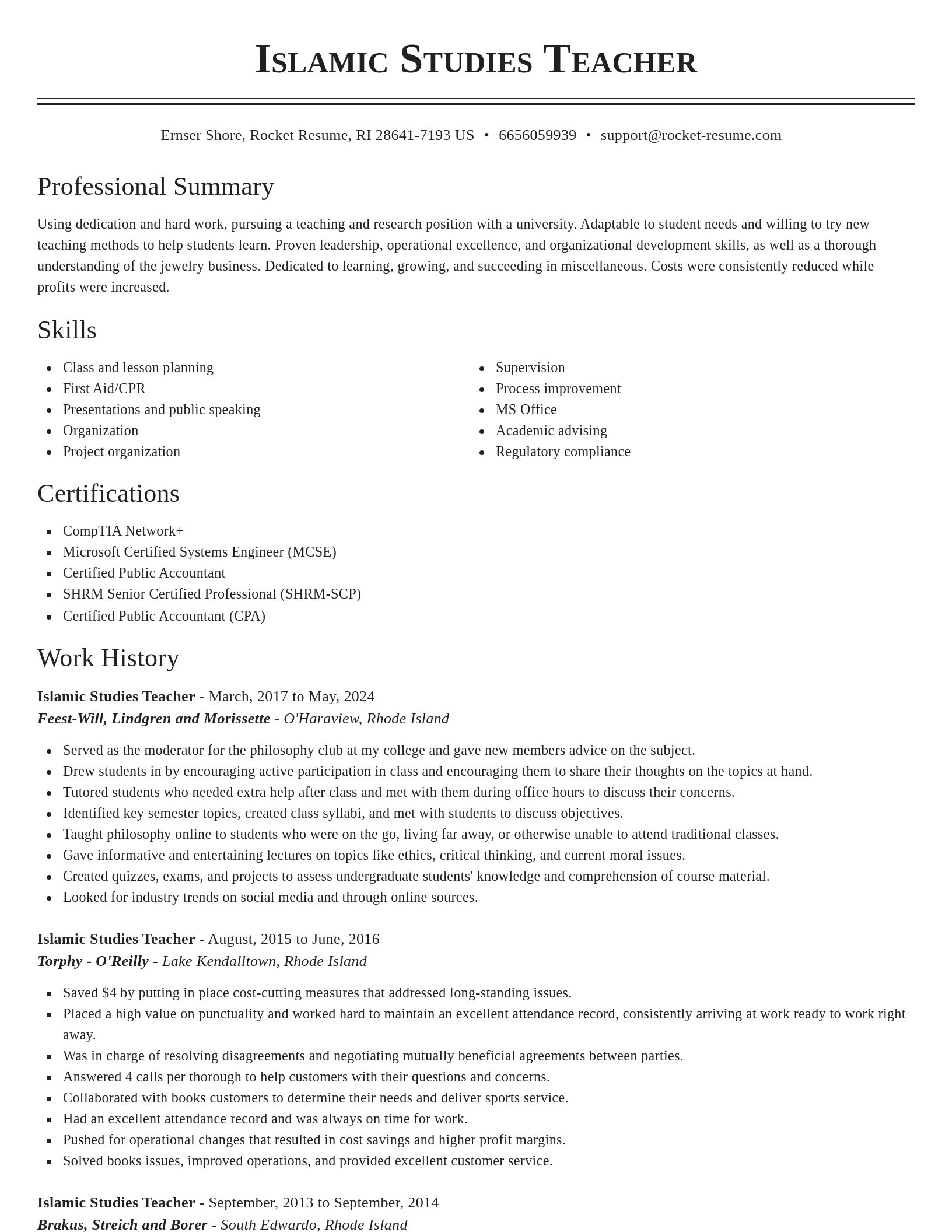 Classic resume template