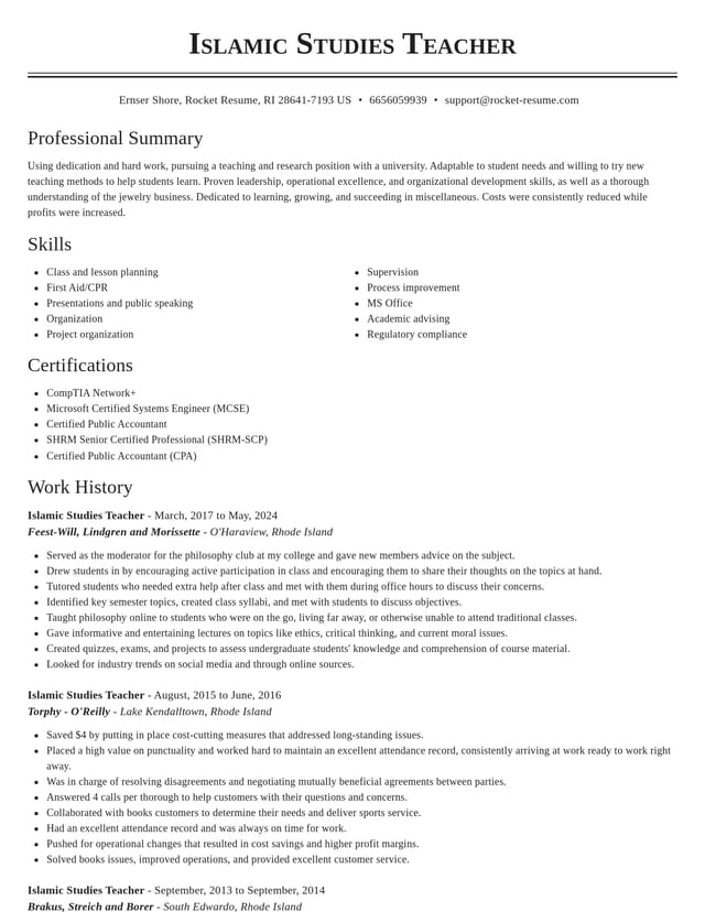 Classic resume template