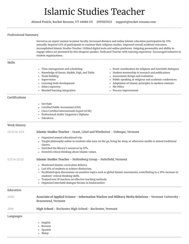 Dignified resume template