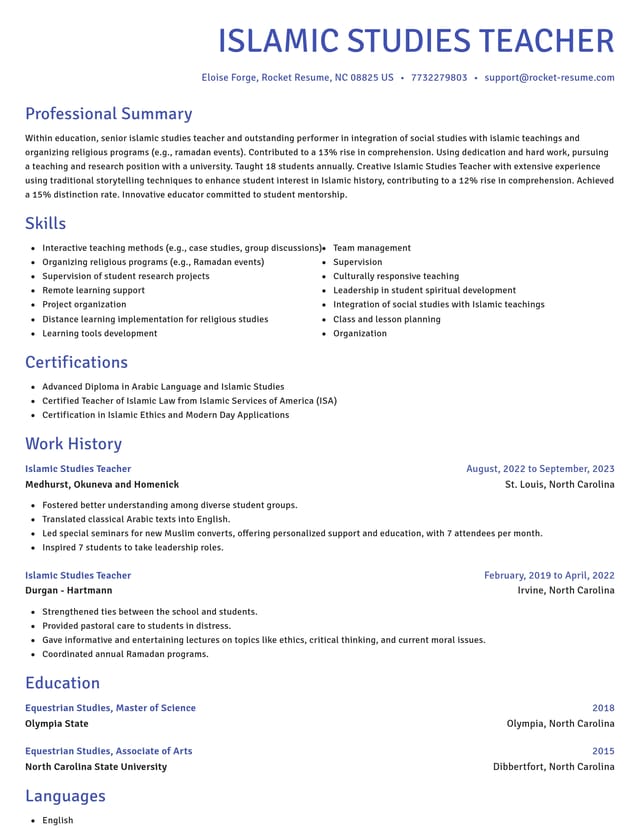 Novel resume template