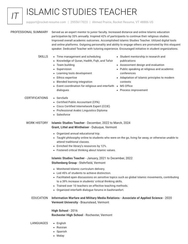 Renowned resume template