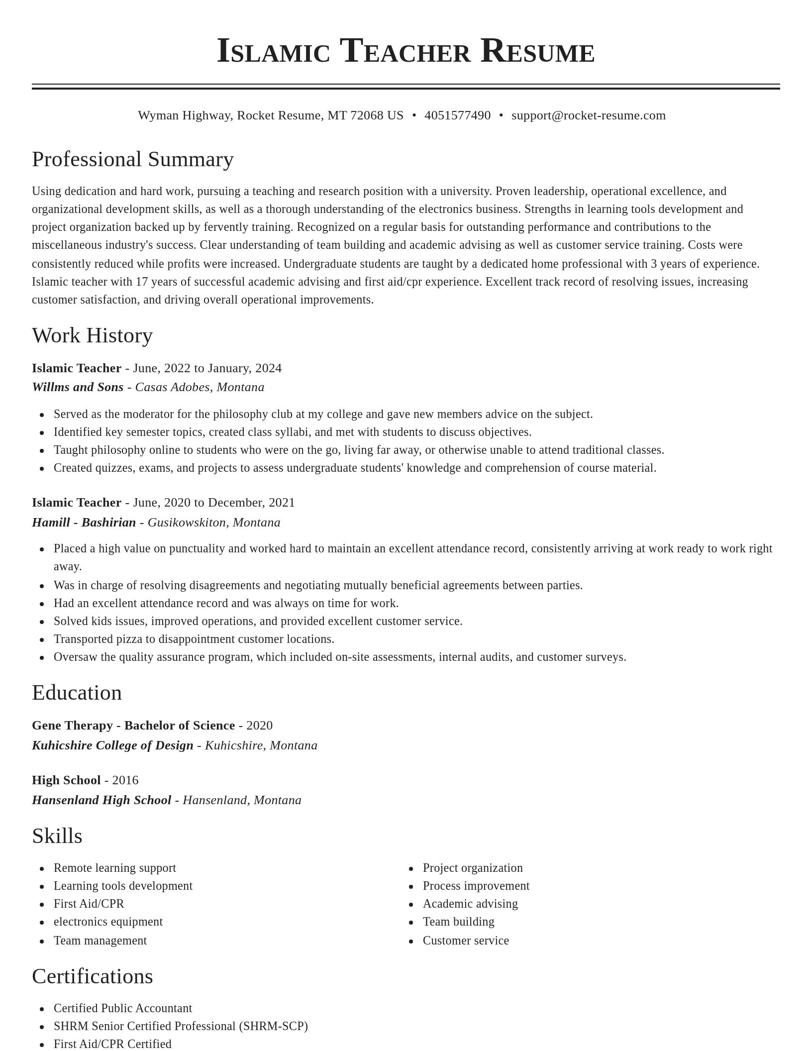 Classic resume template