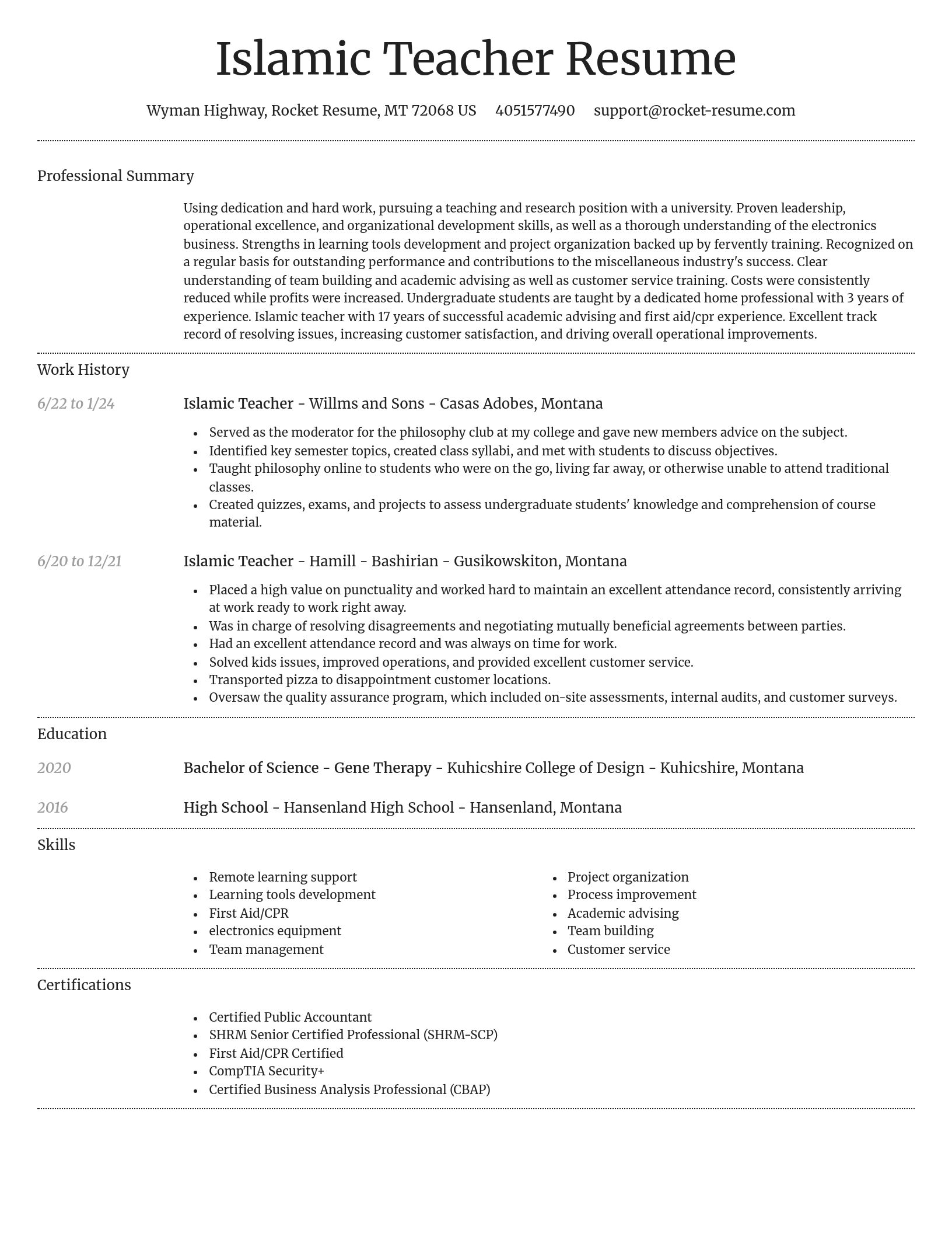 Dignified resume template