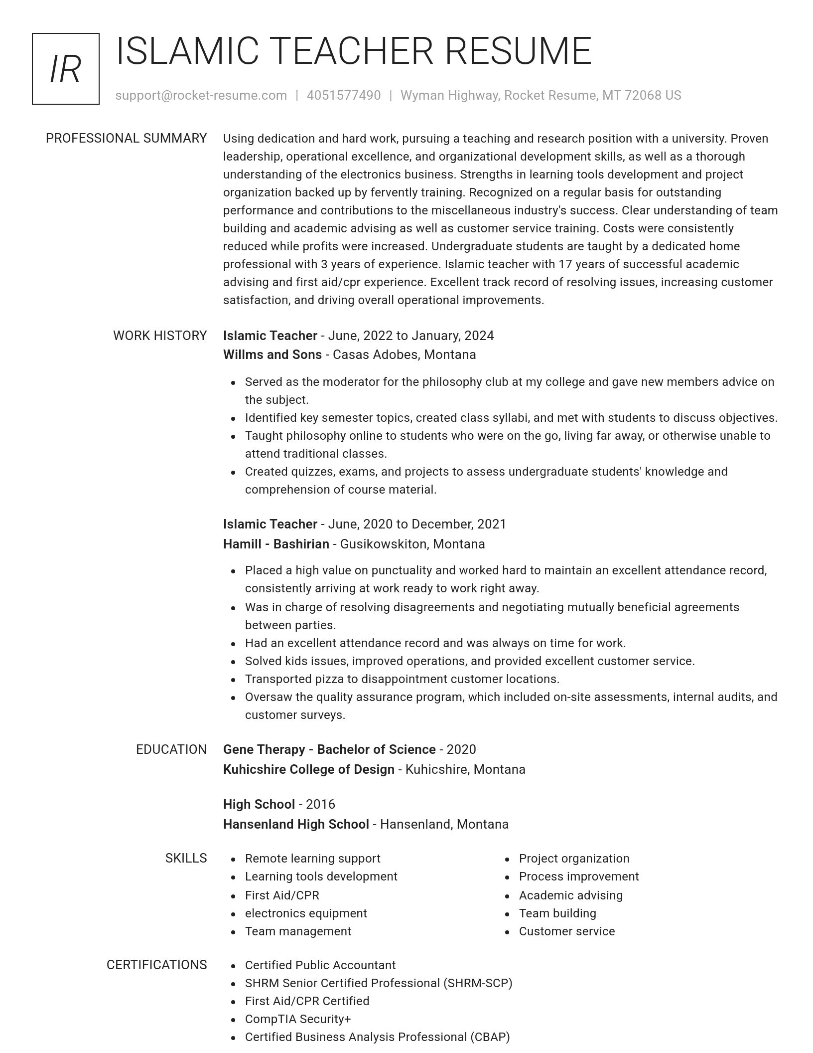 Renowned resume template