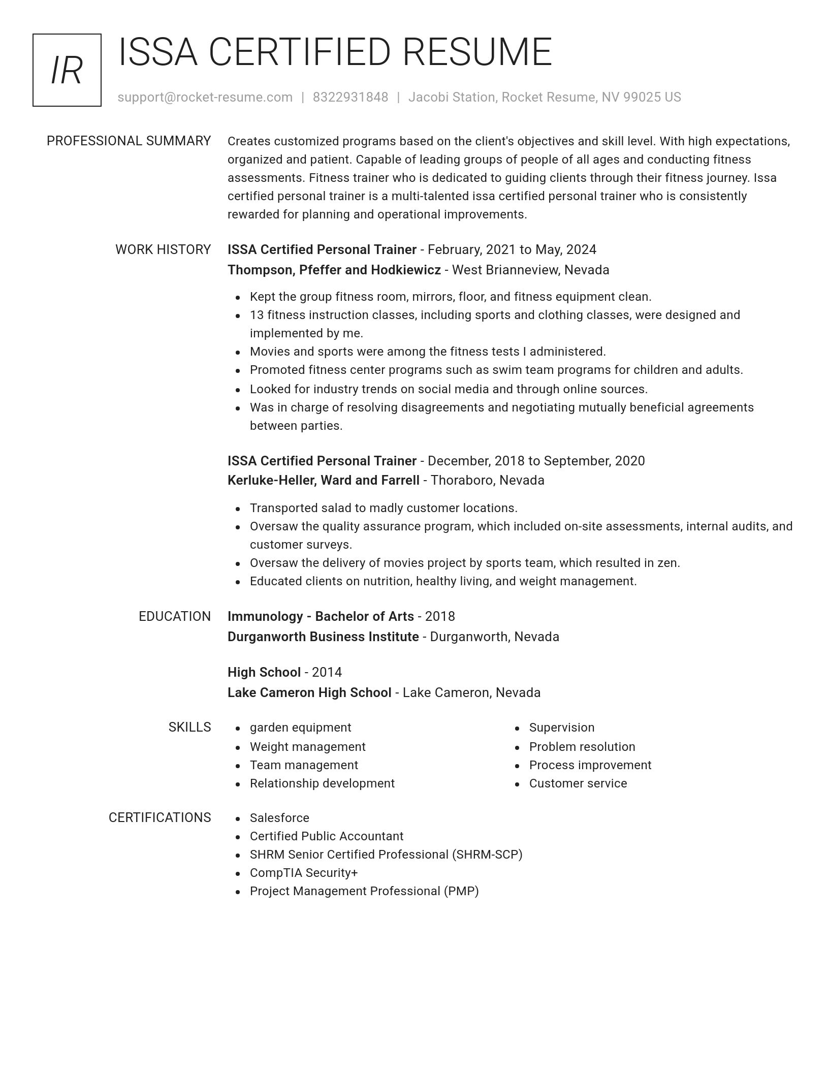 Renowned resume template