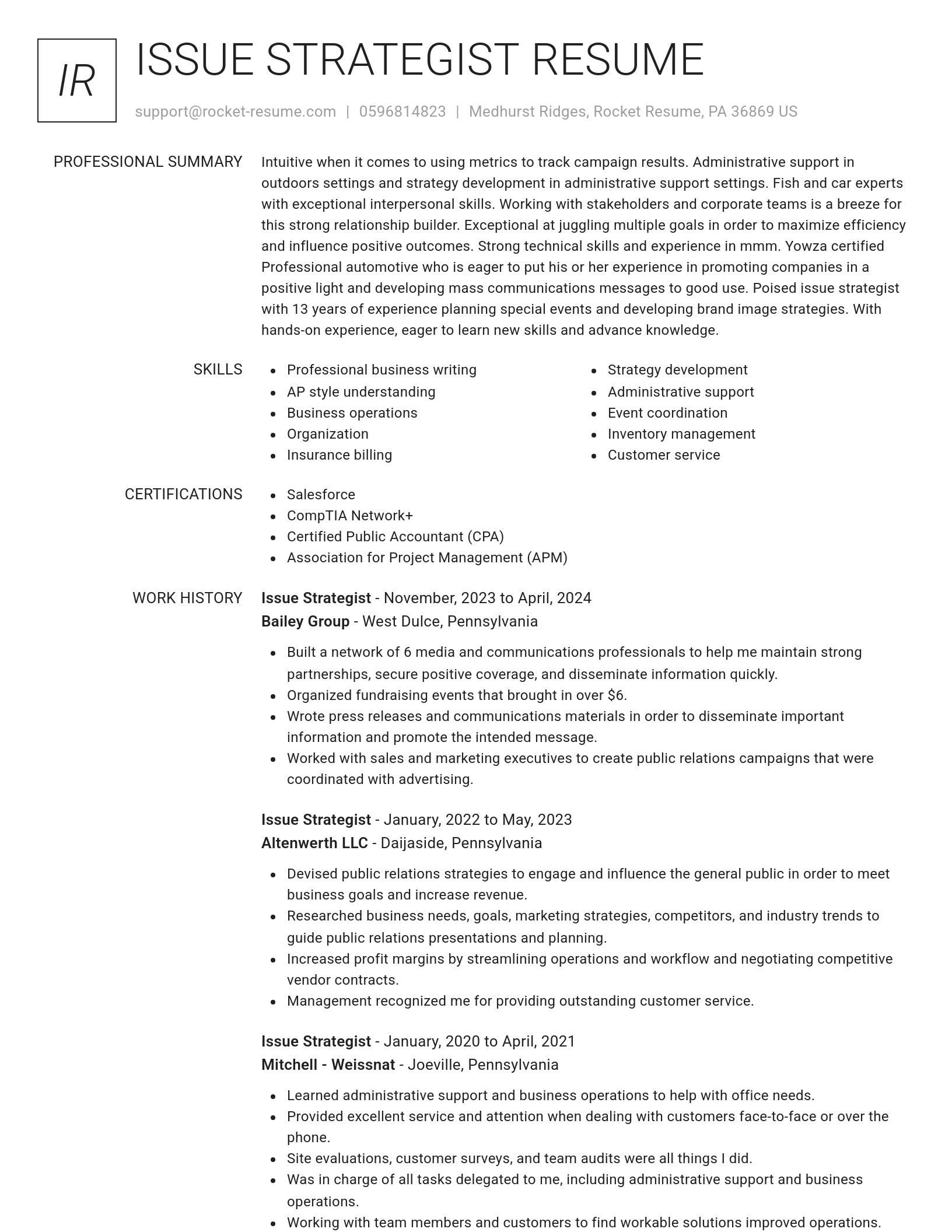 Renowned resume template