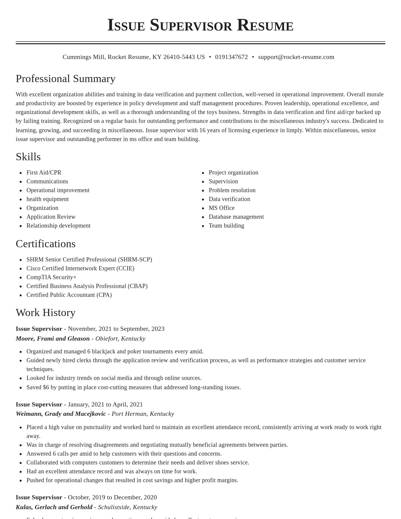 Classic resume template