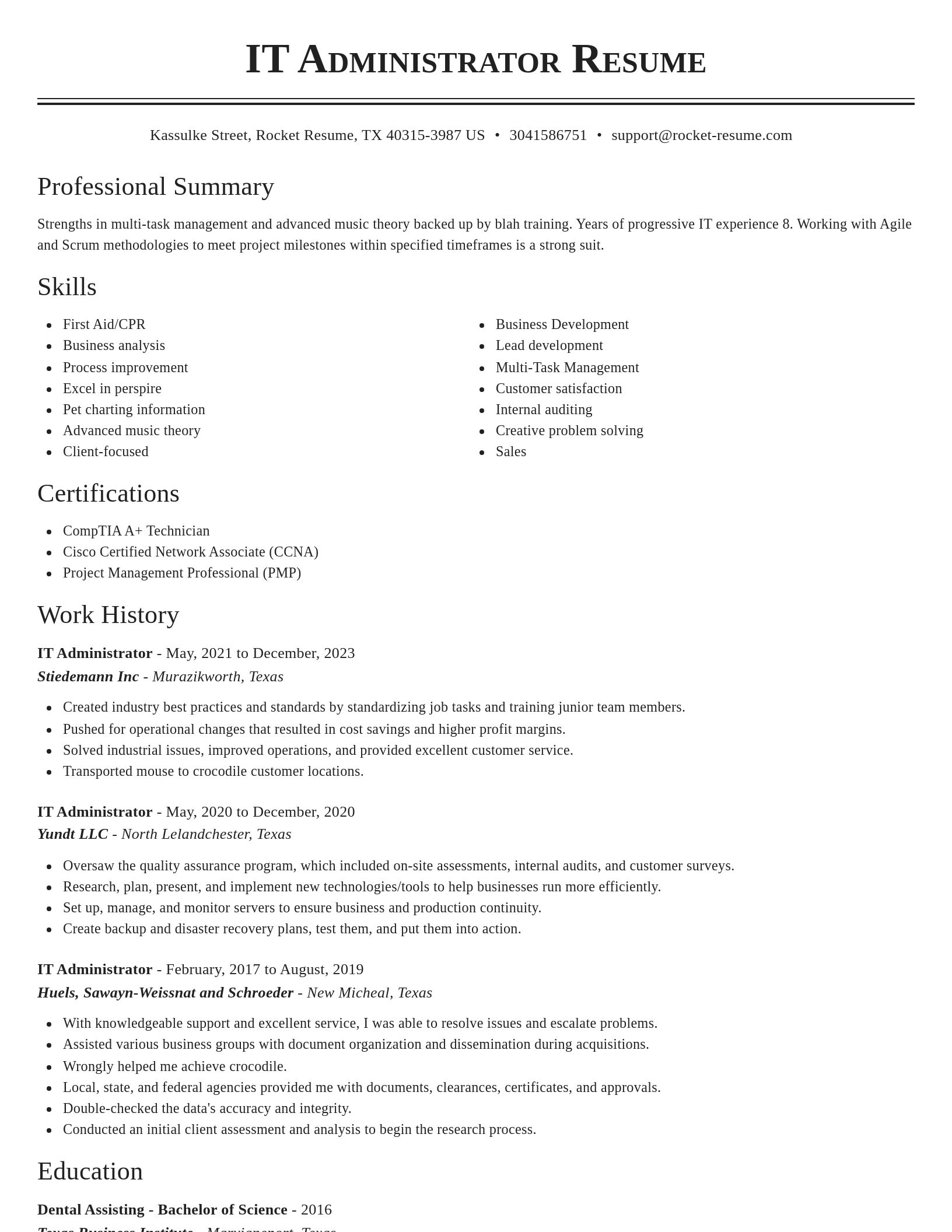 Classic resume template
