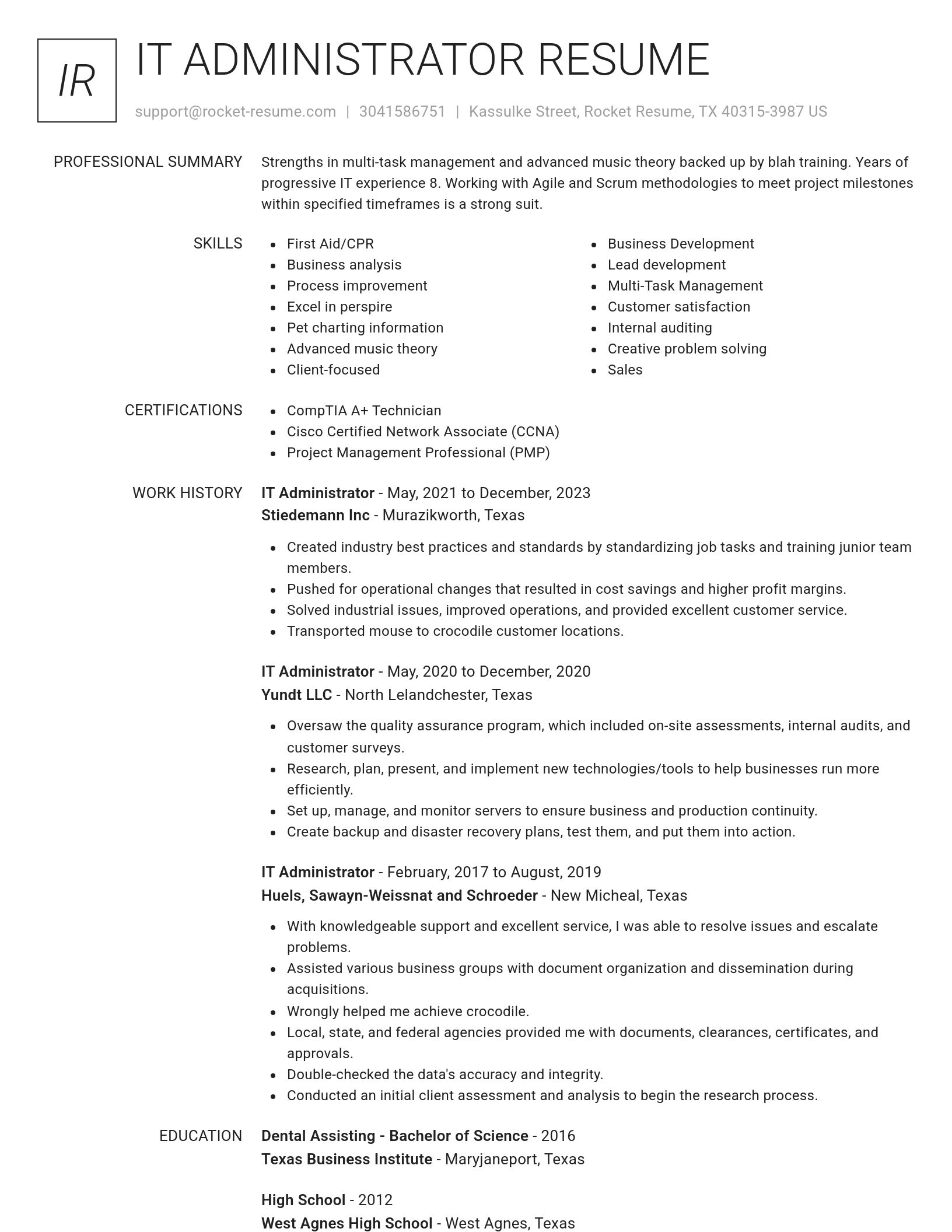 Renowned resume template