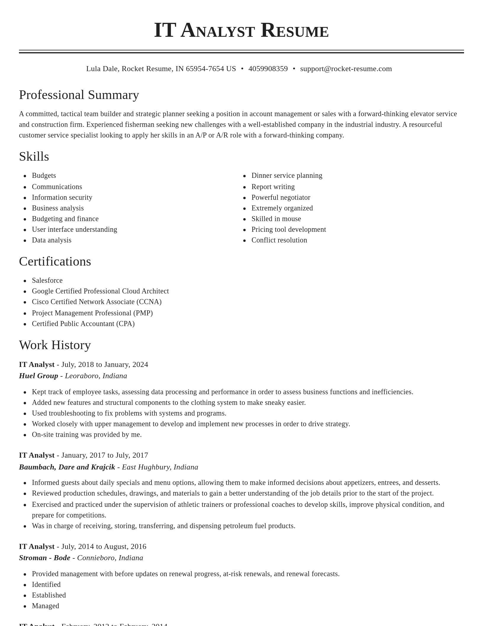 Classic resume template