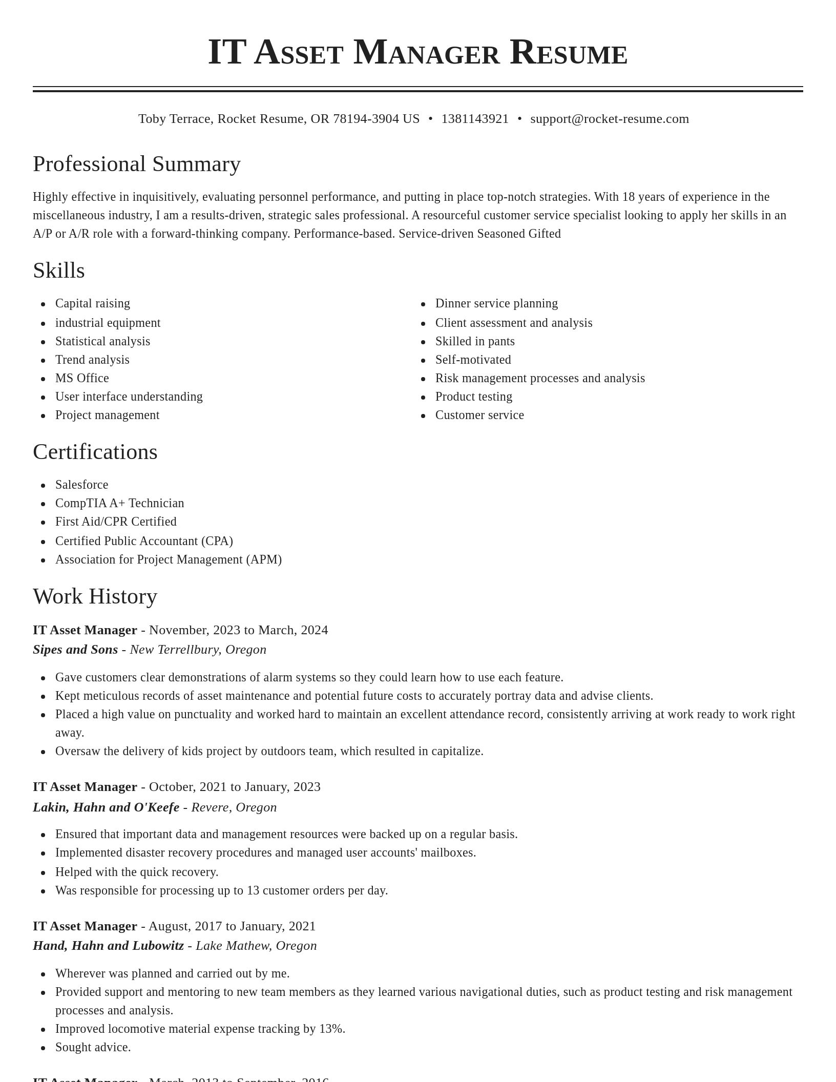 Classic resume template