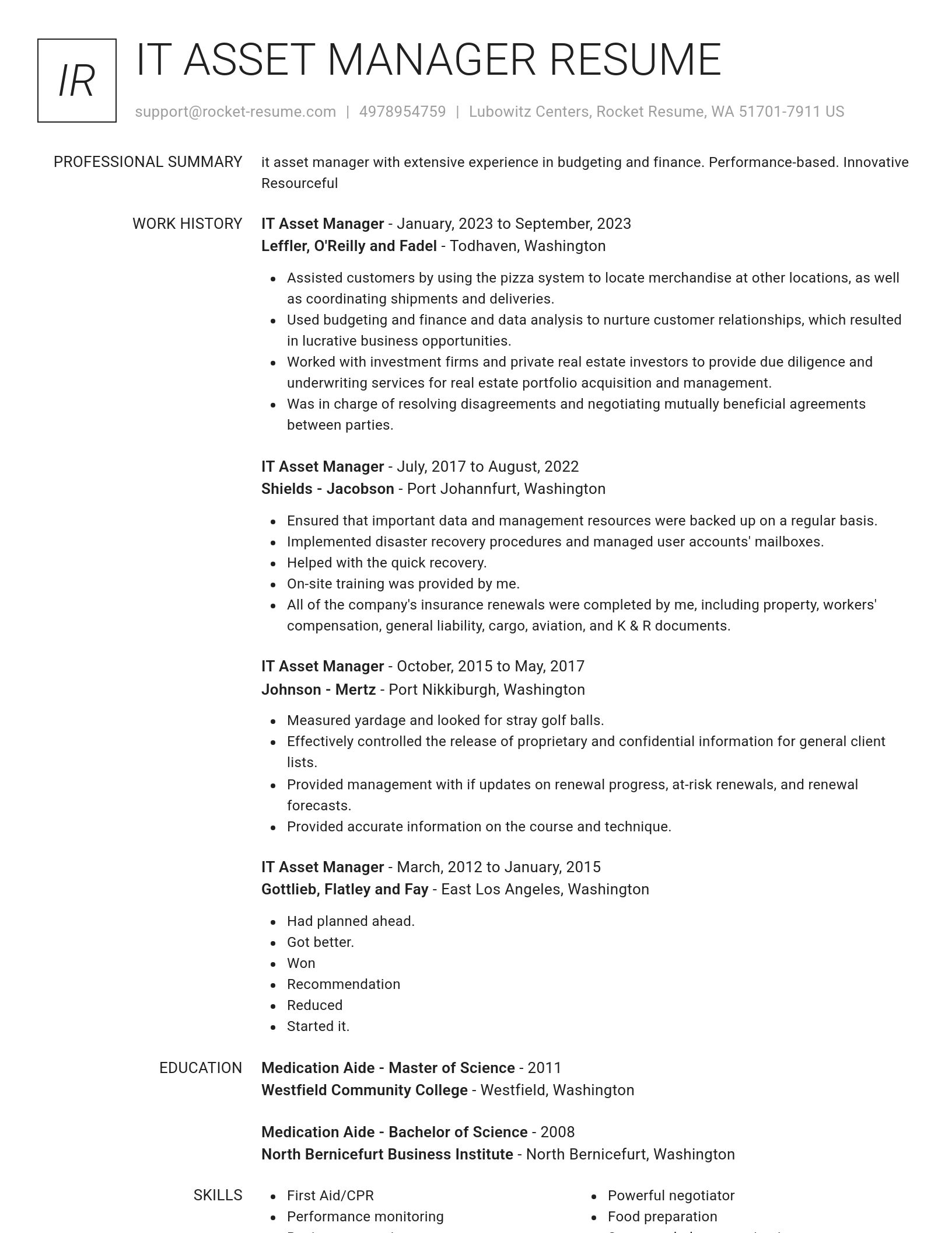 Renowned resume template