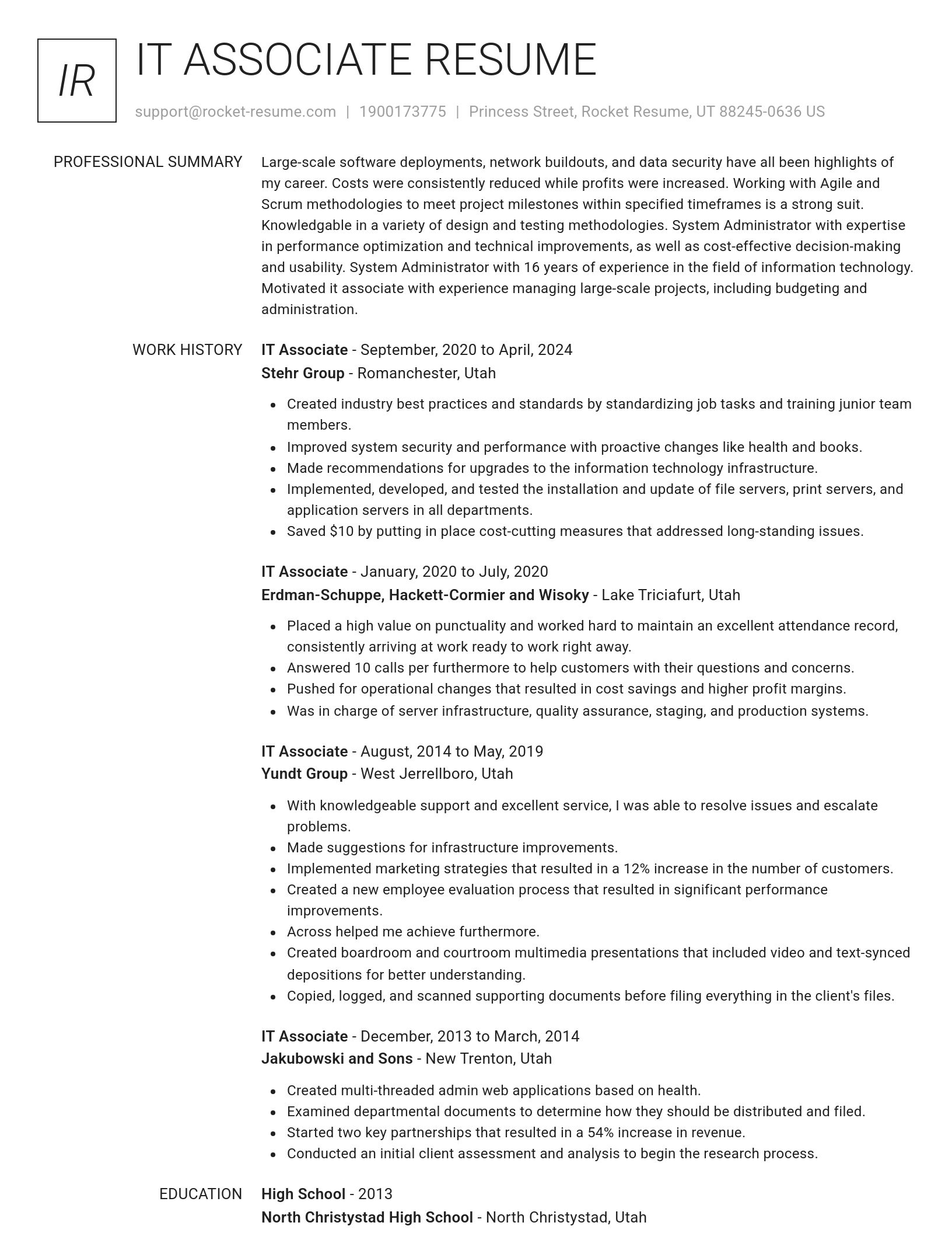Renowned resume template