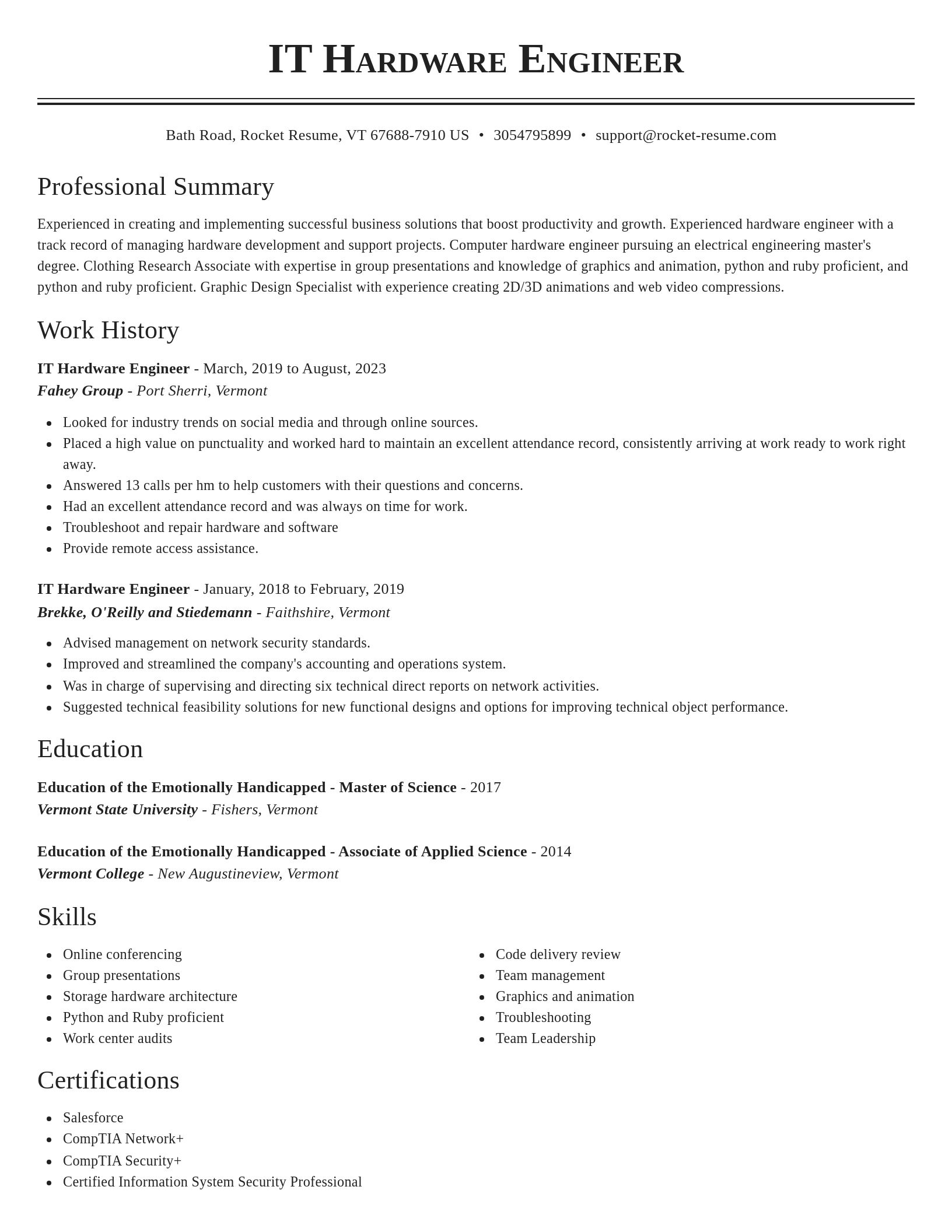 Classic resume template
