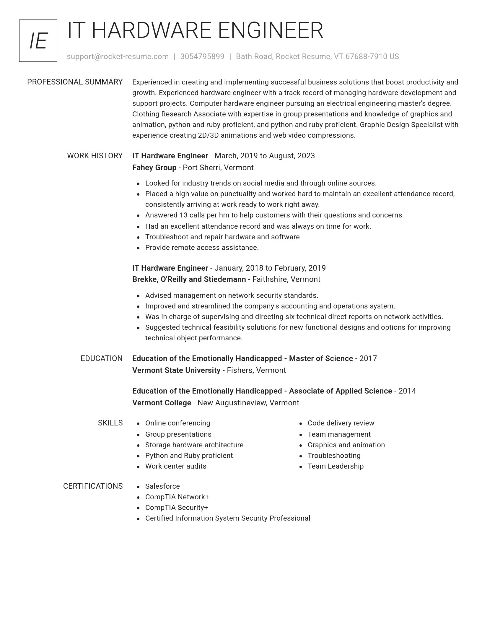 Renowned resume template