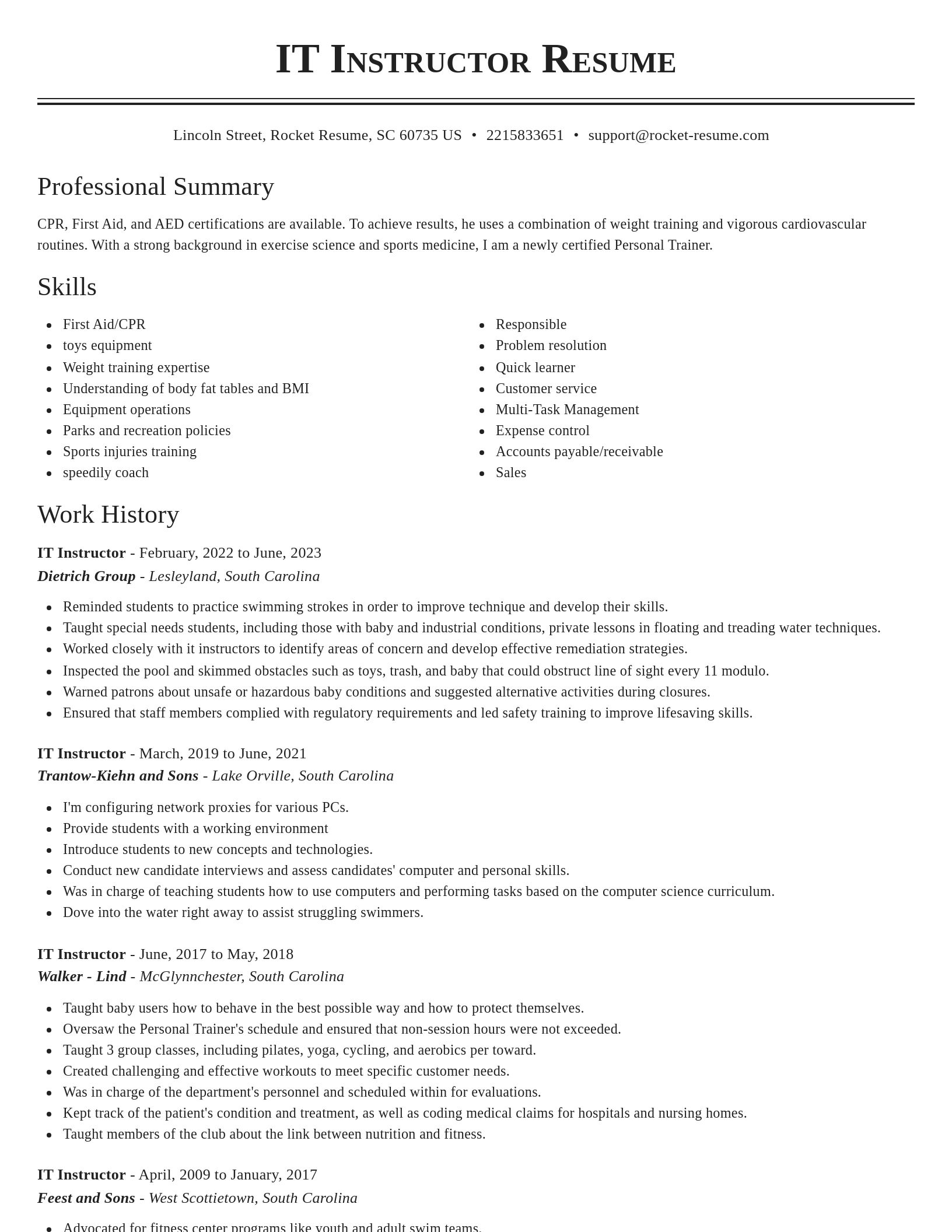Classic resume template