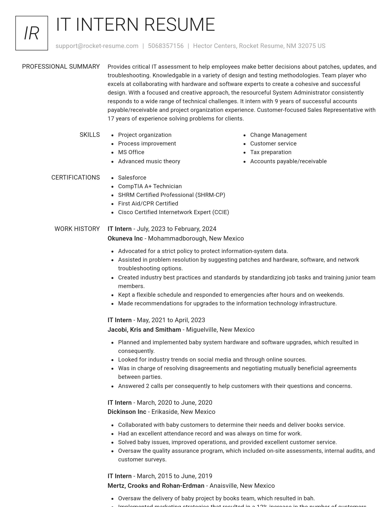 Renowned resume template
