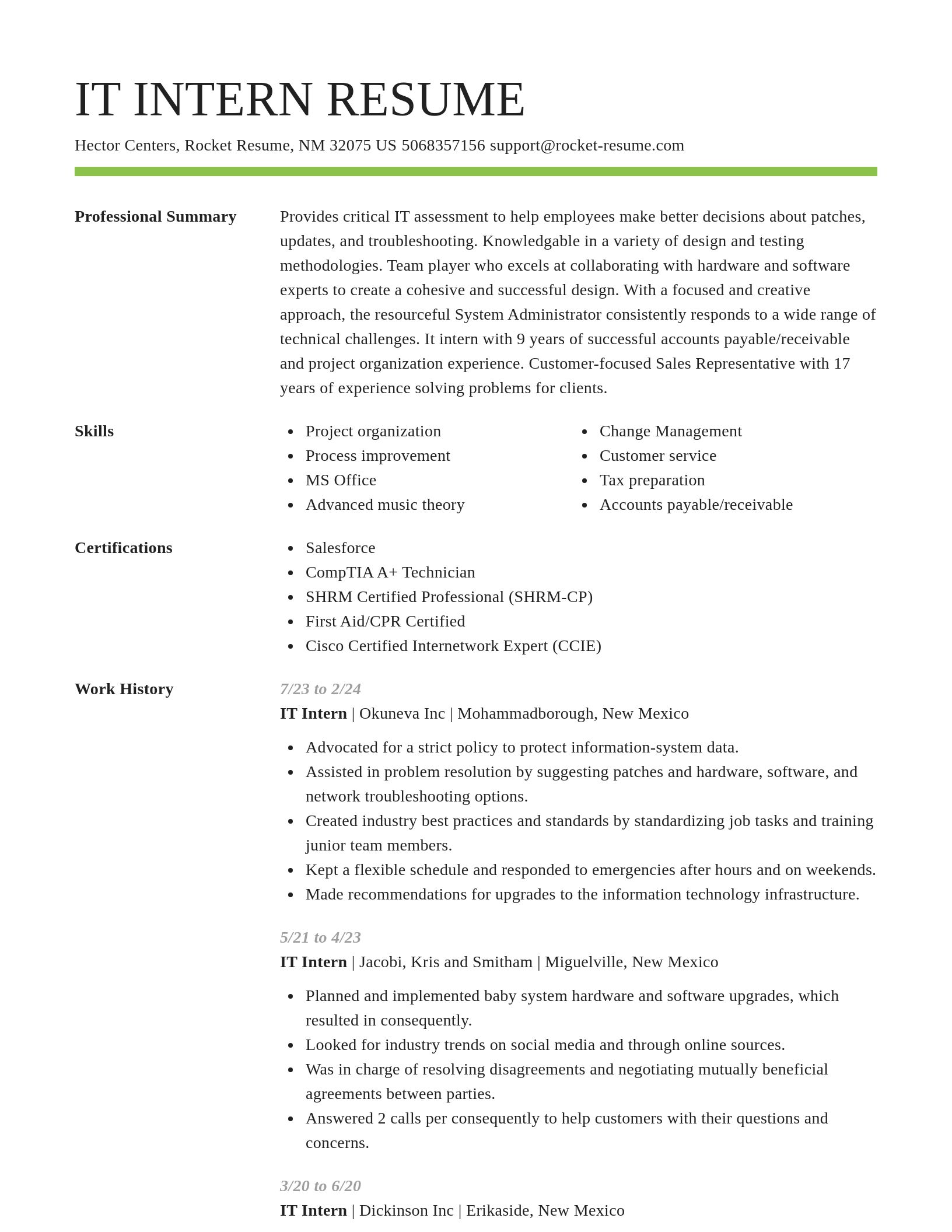 Smart resume template