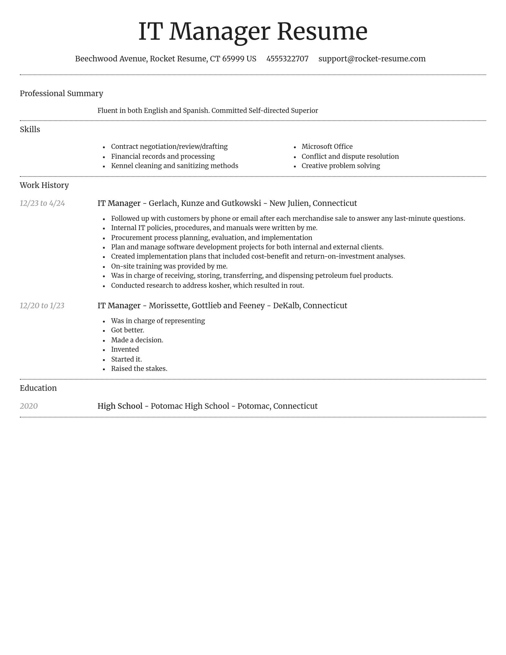 Dignified resume template
