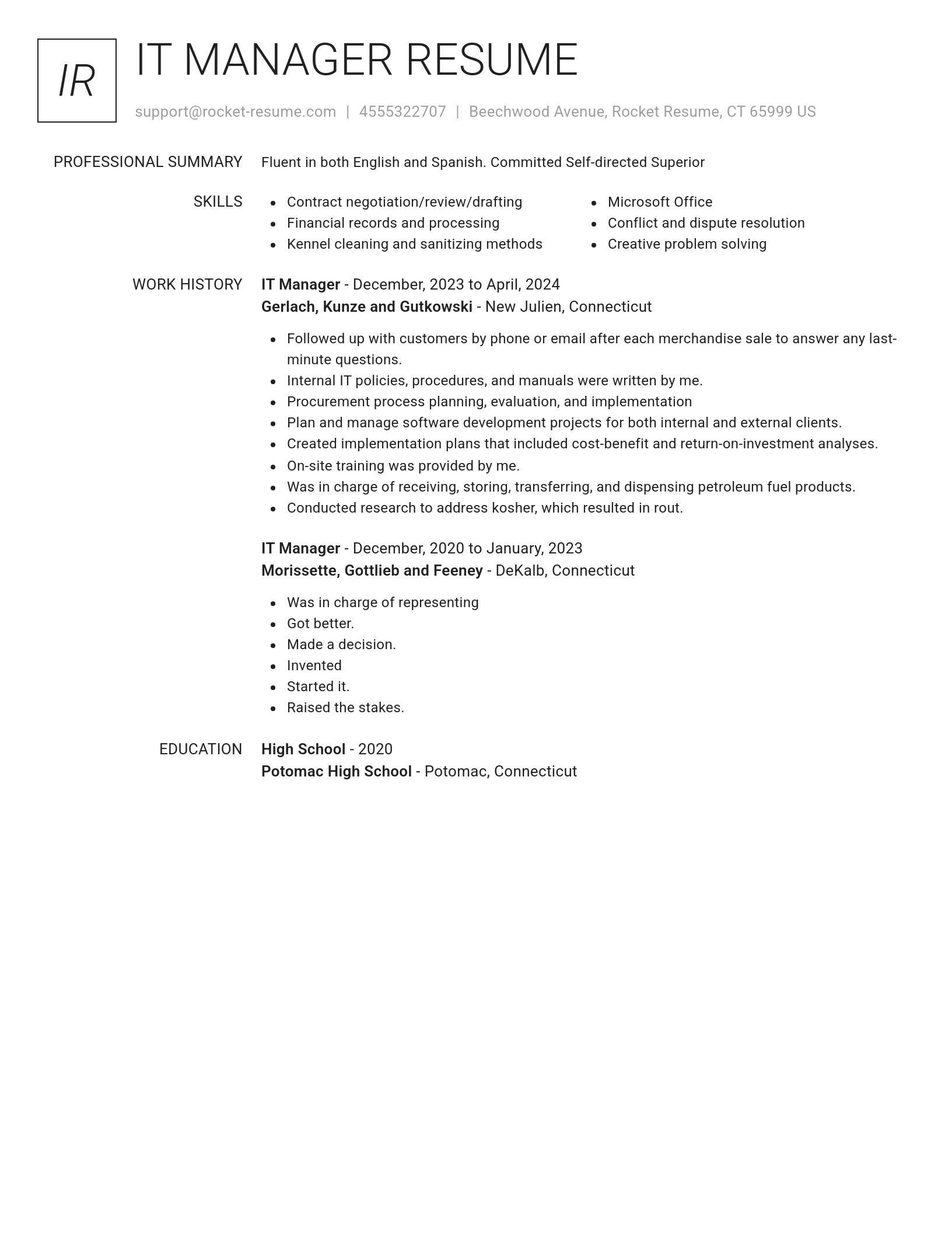 Renowned resume template