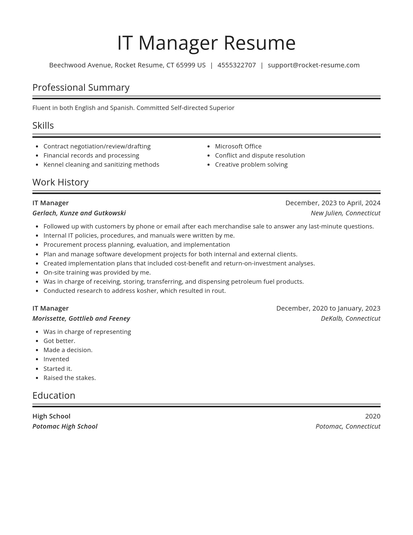 Spotlight resume template