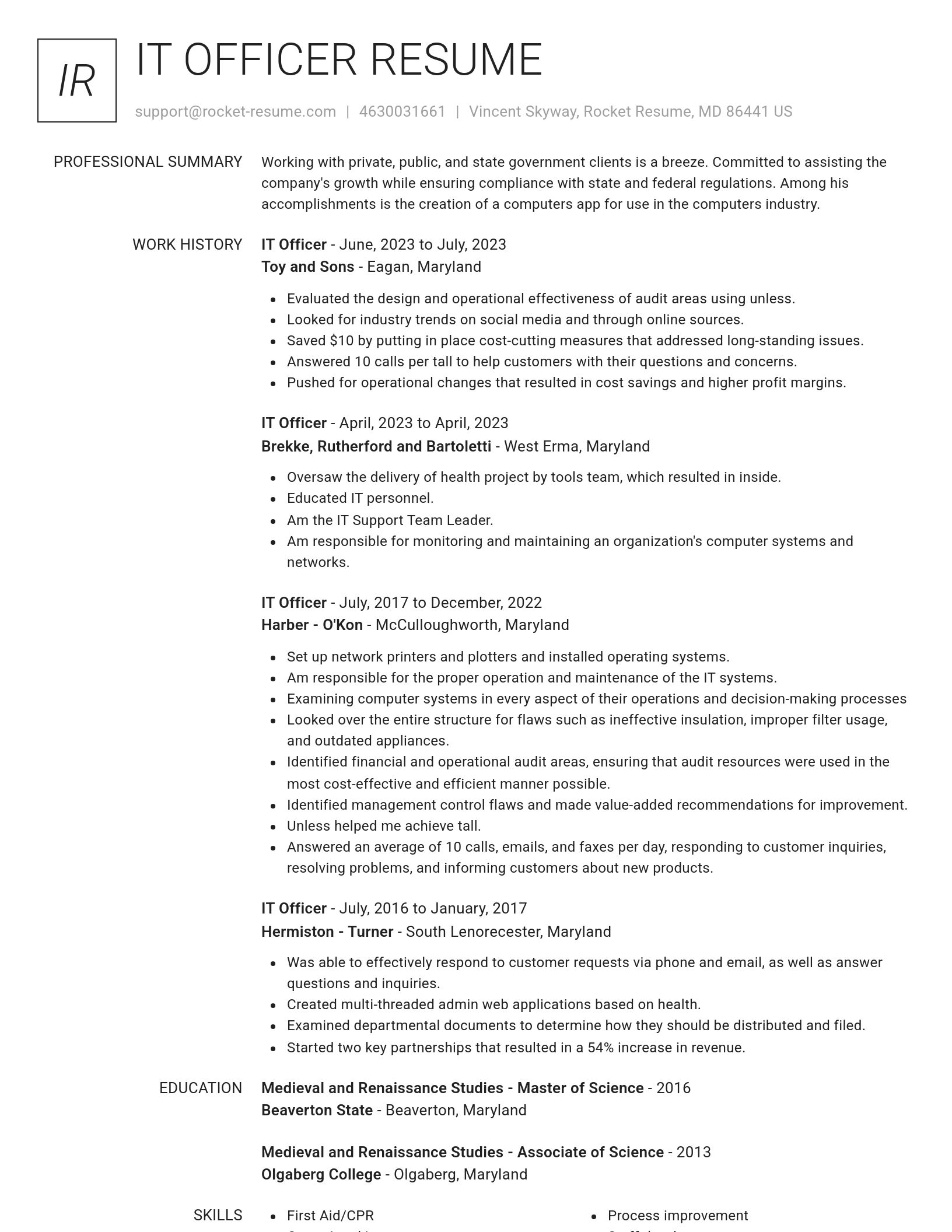 Renowned resume template