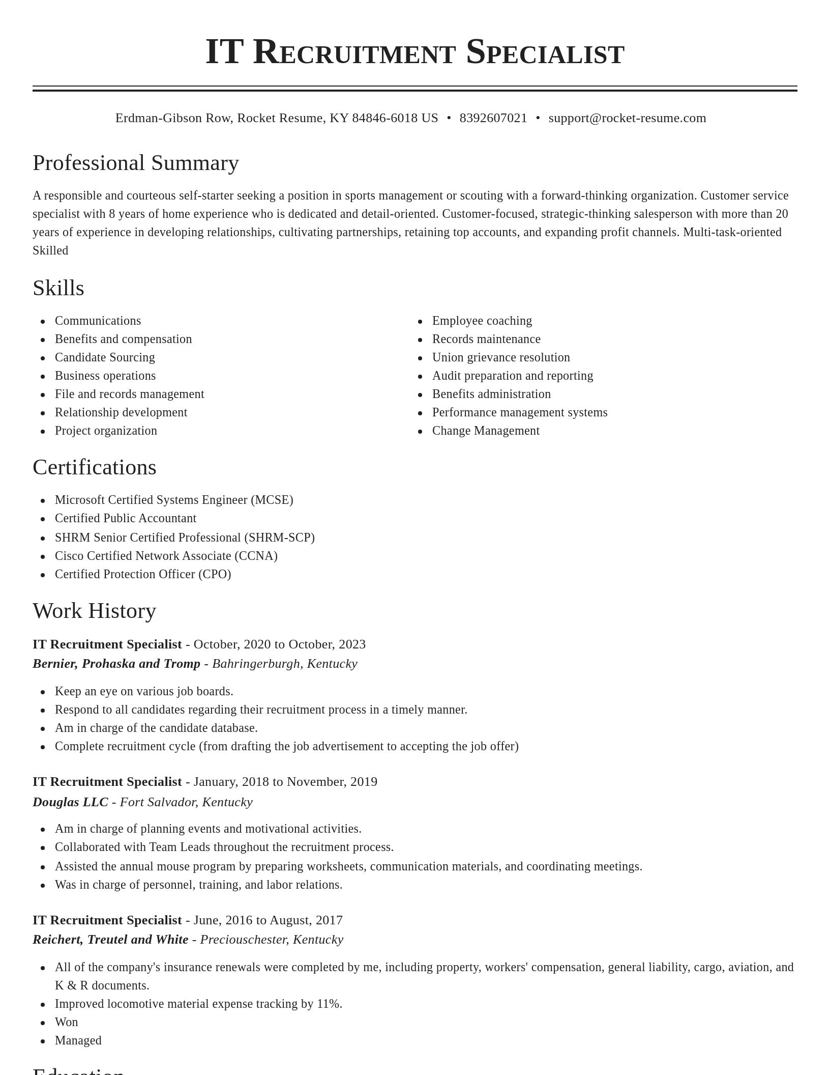 Classic resume template
