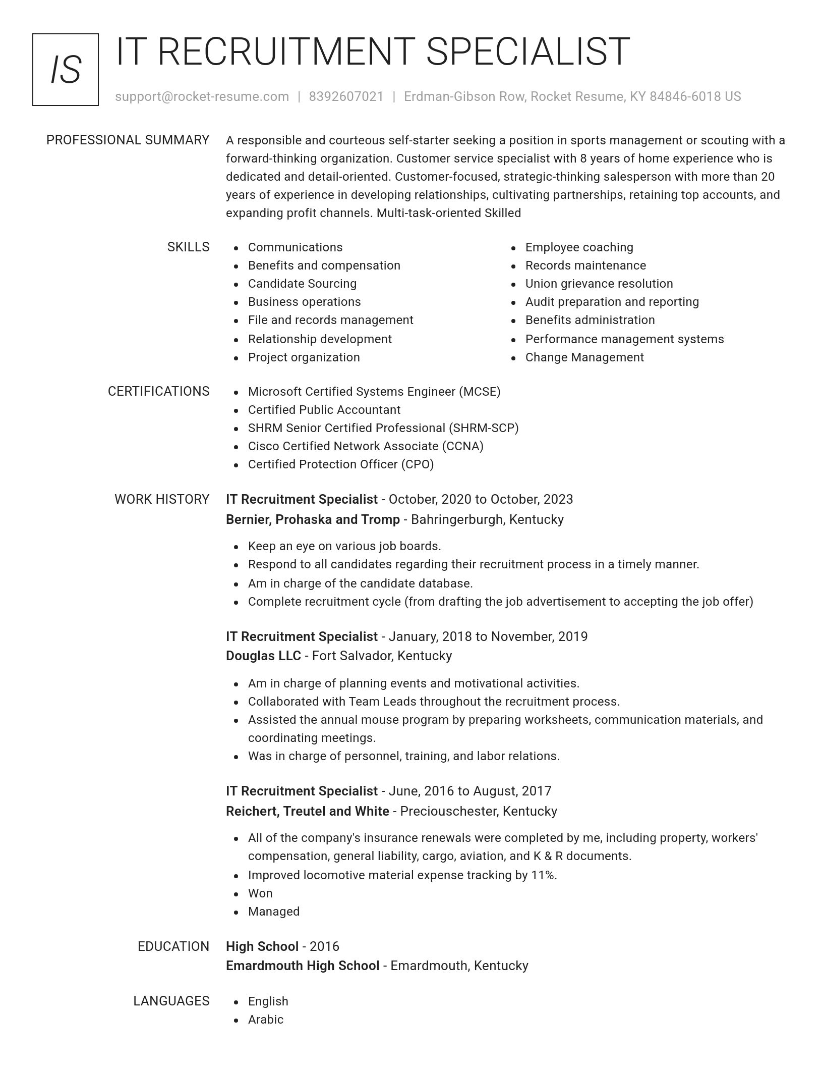 Renowned resume template