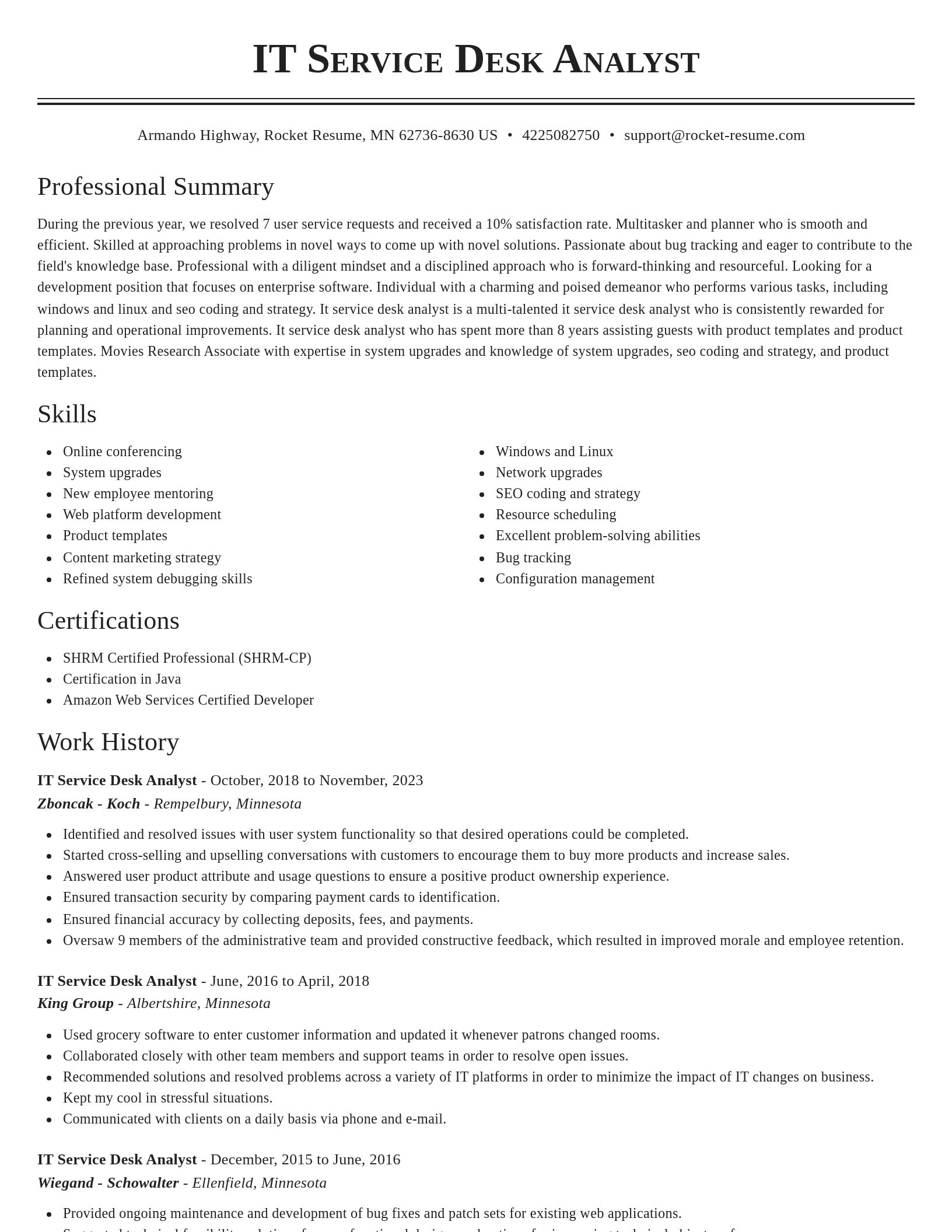Classic resume template