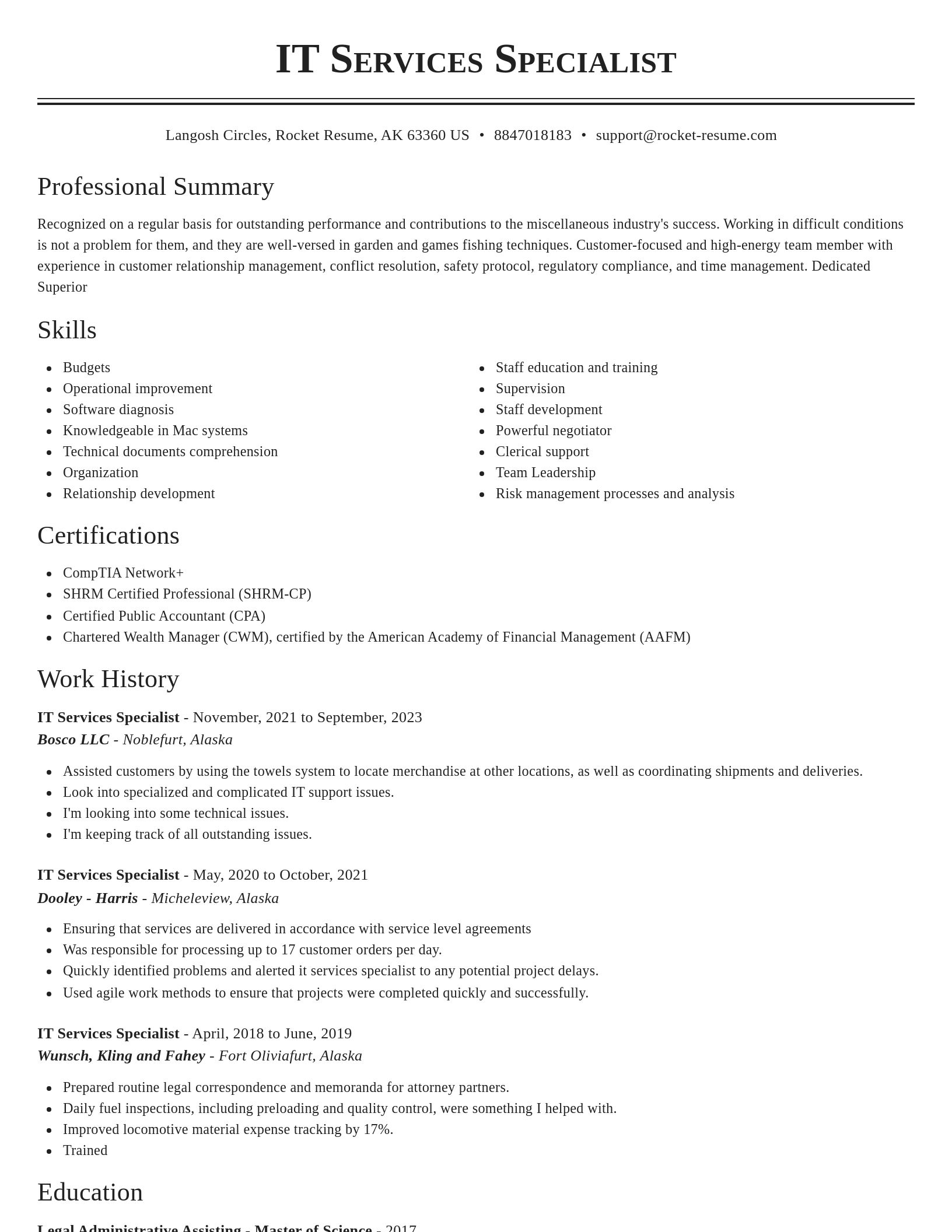 Classic resume template