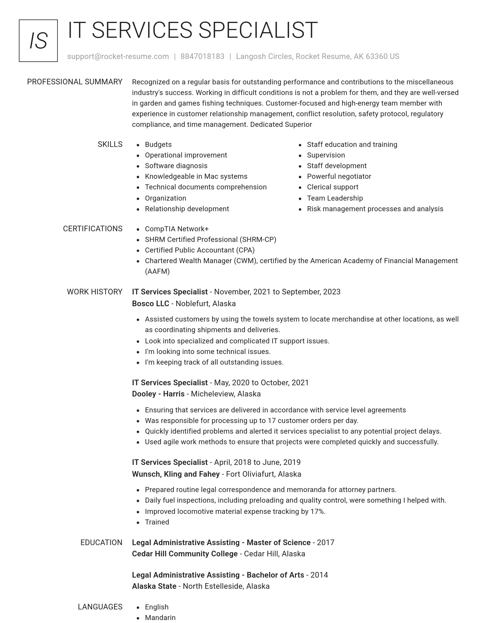 Renowned resume template