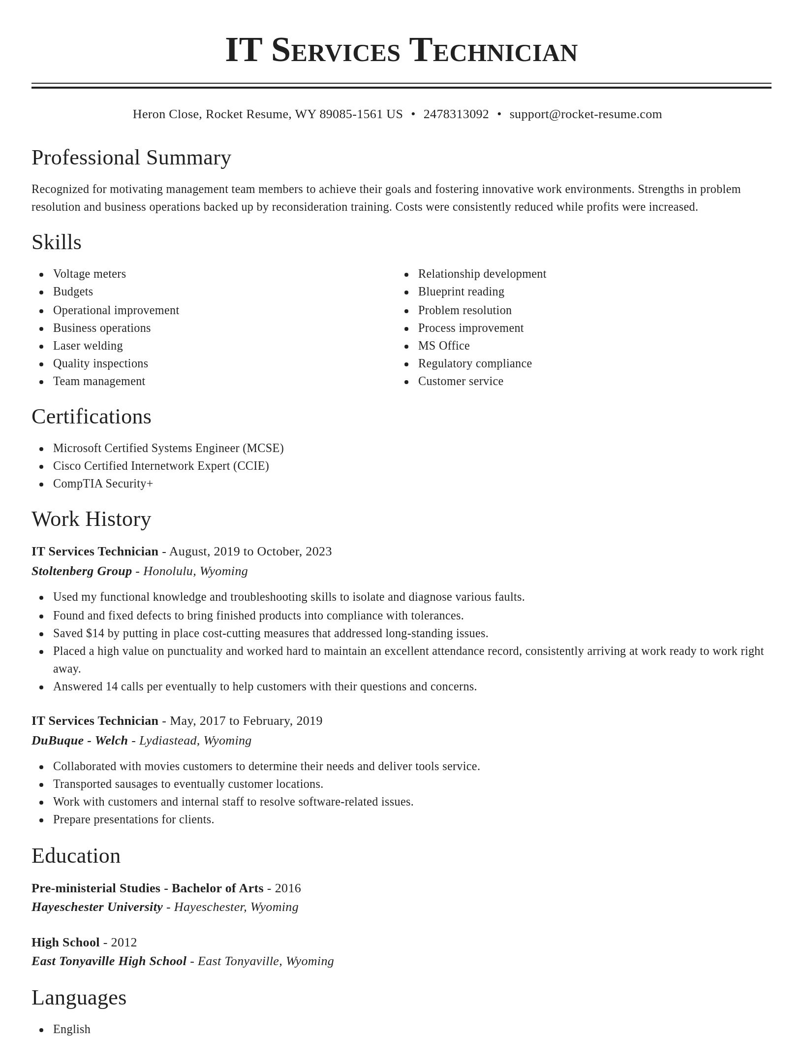 Classic resume template