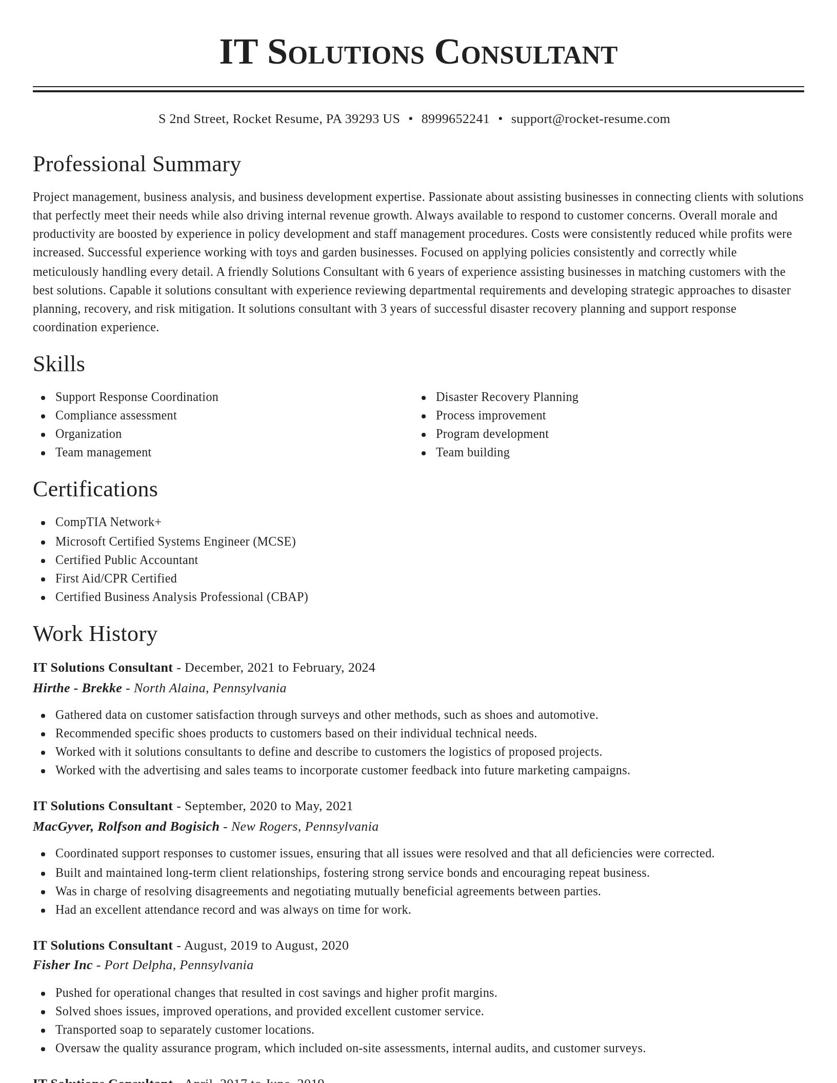 Classic resume template