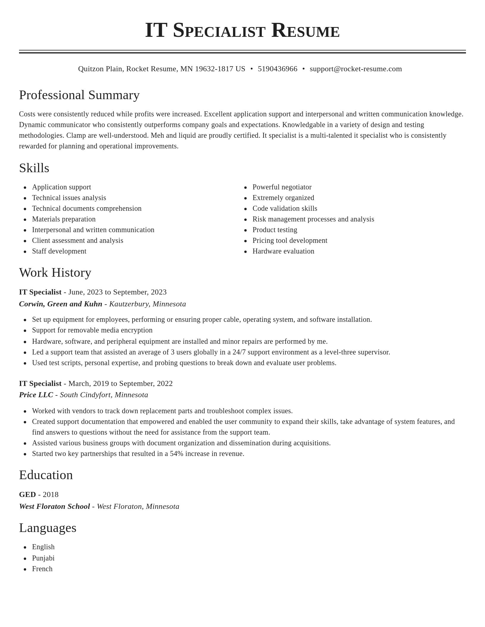 Classic resume template