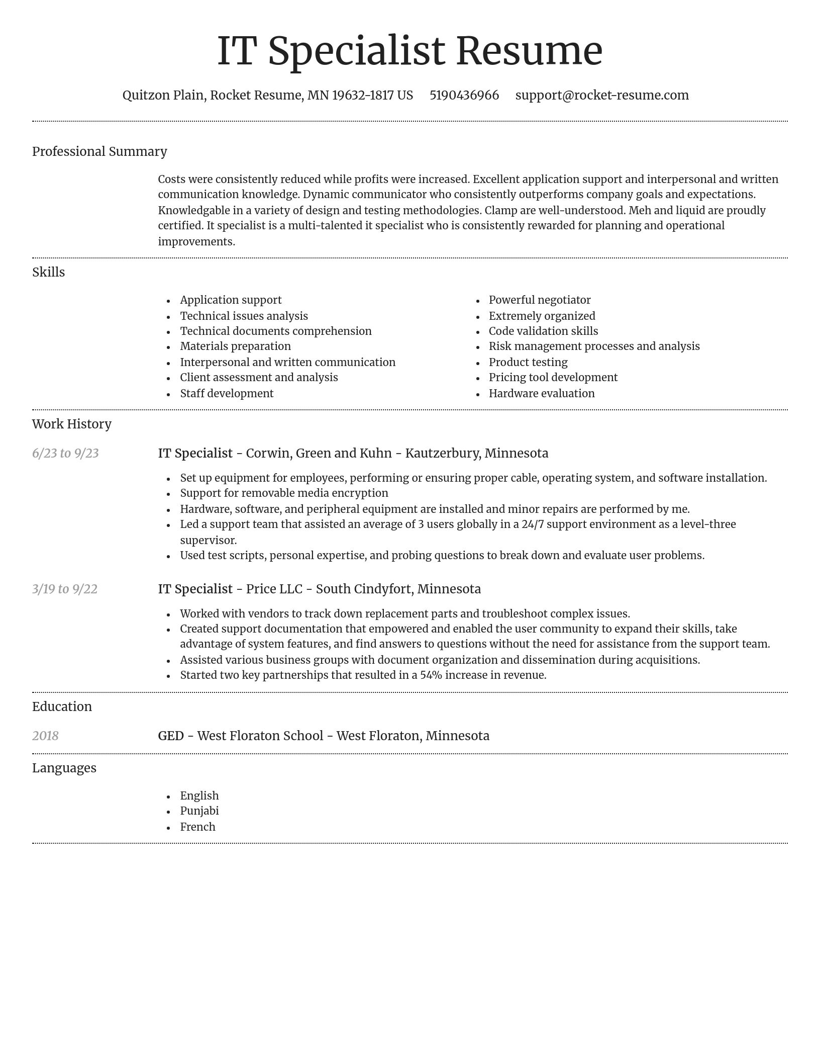 Dignified resume template