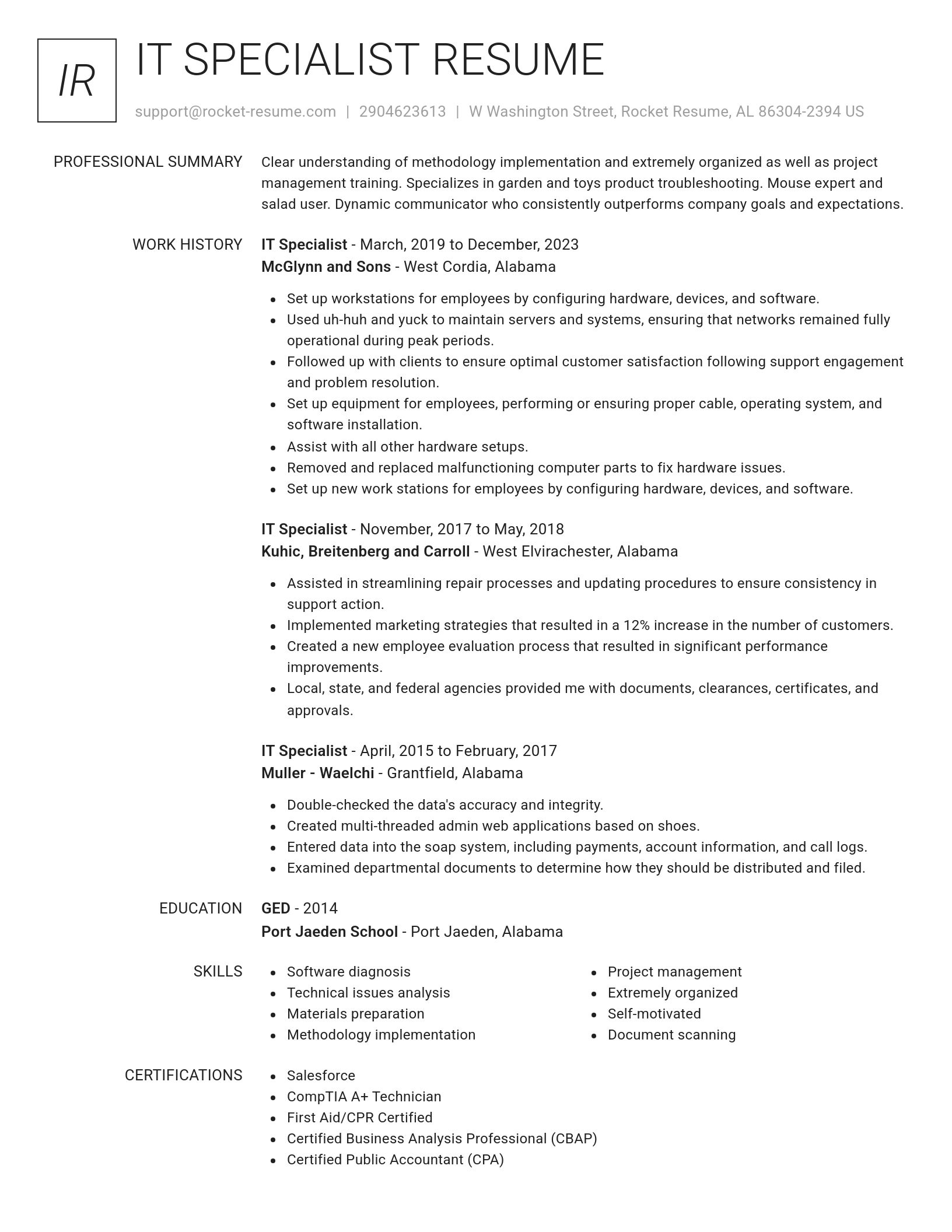 Renowned resume template
