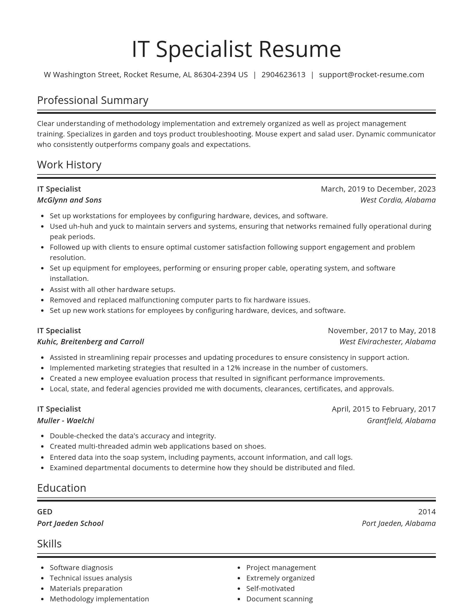 Spotlight resume template