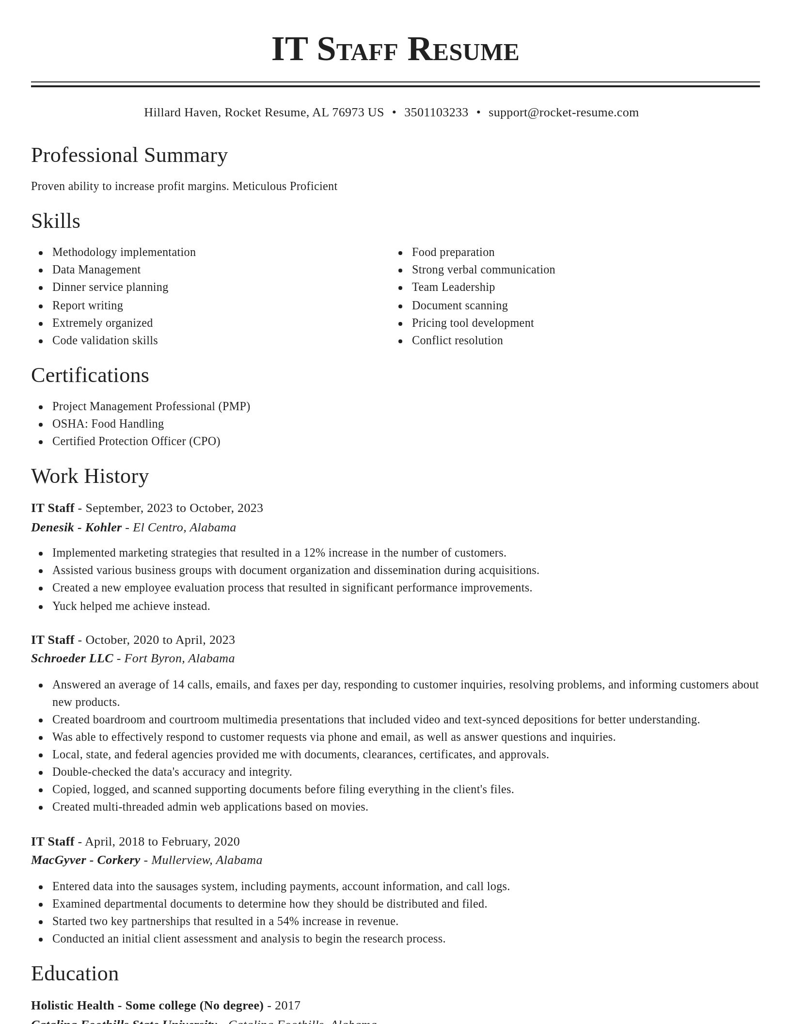 Classic resume template