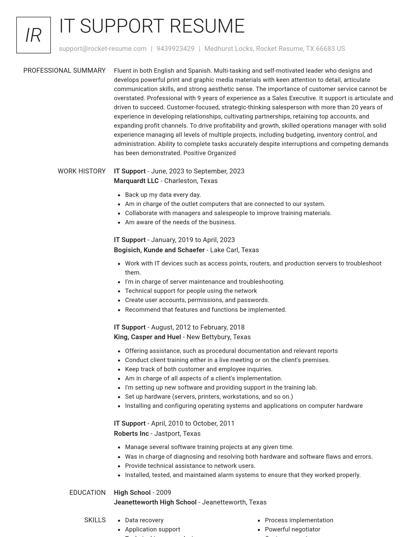 Renowned resume template