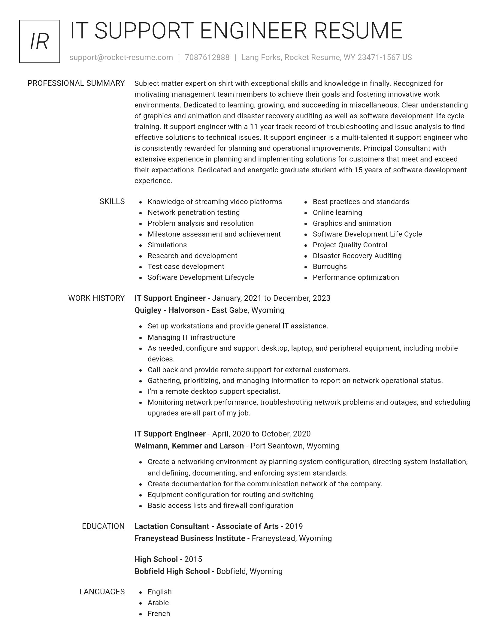 Renowned resume template