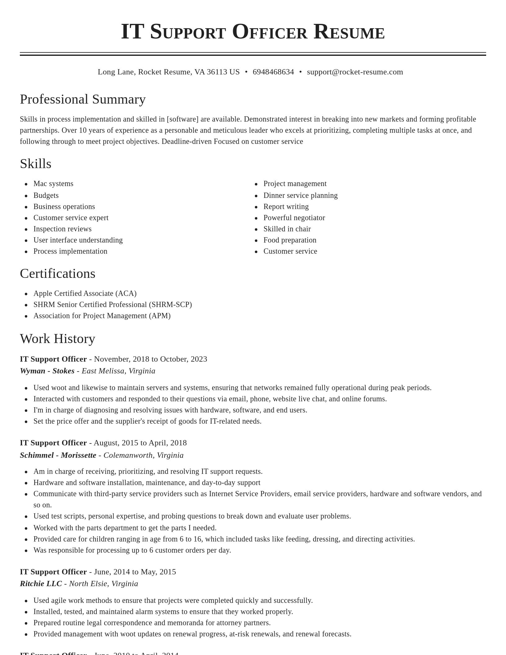 Classic resume template
