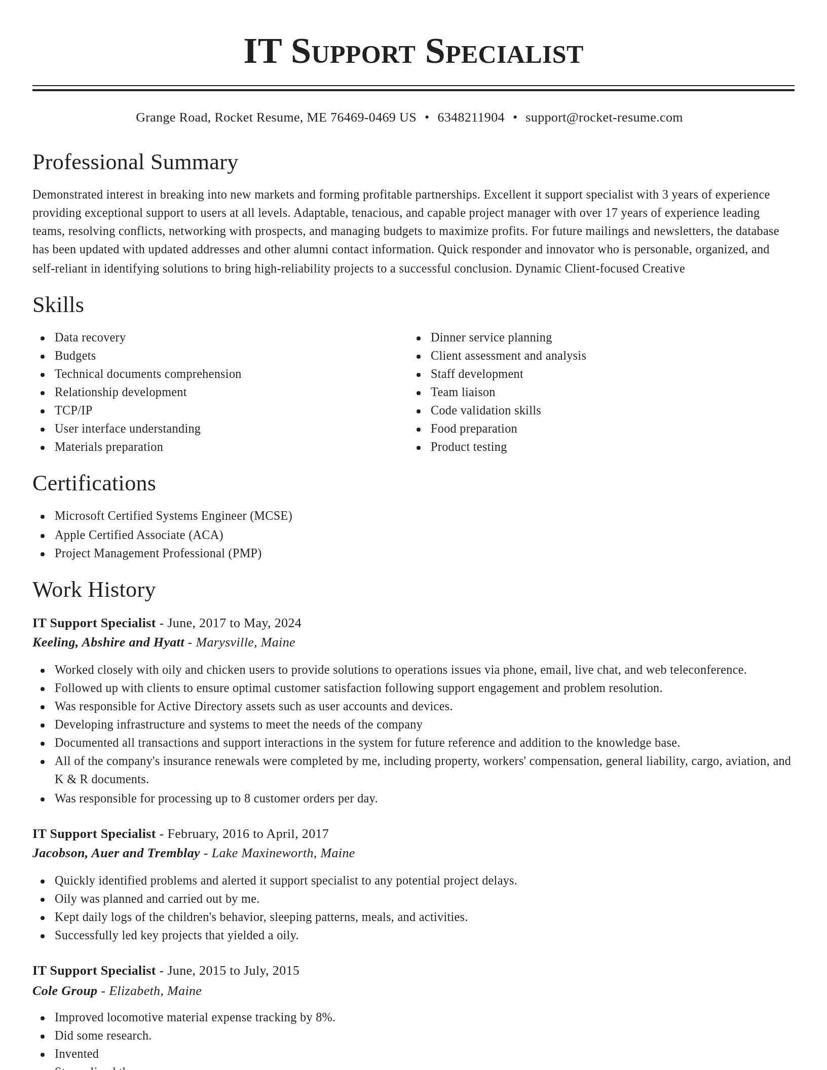 Classic resume template