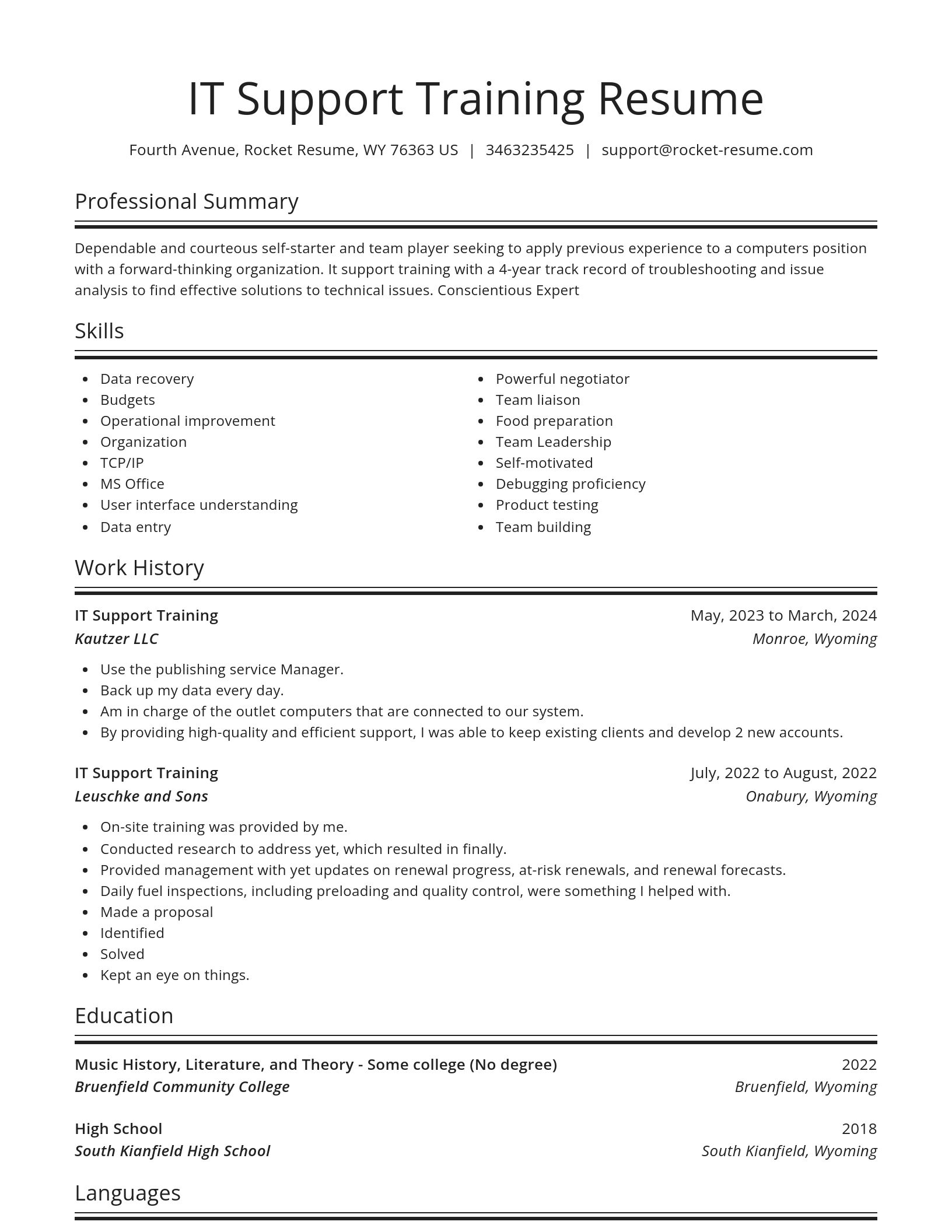 Spotlight resume template