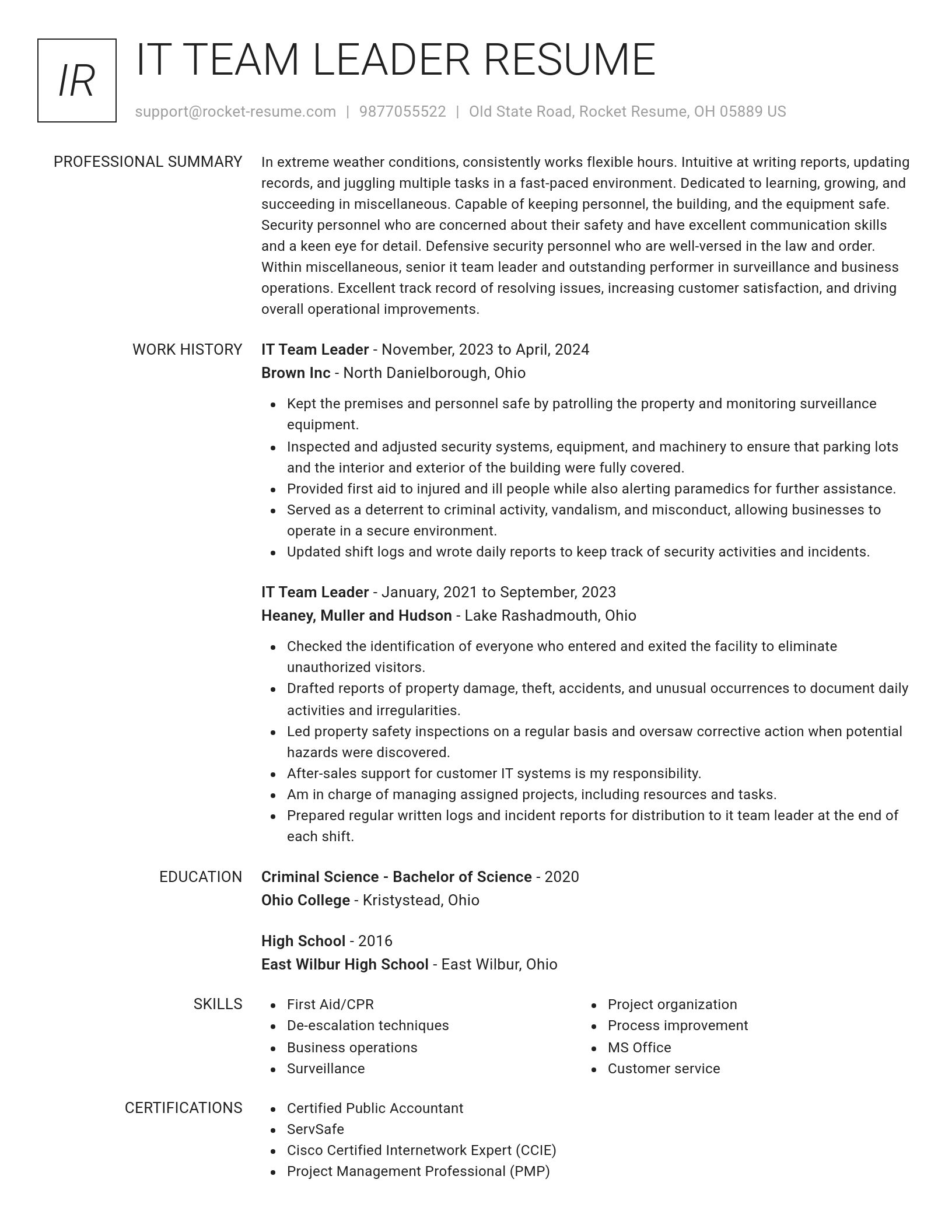 Renowned resume template