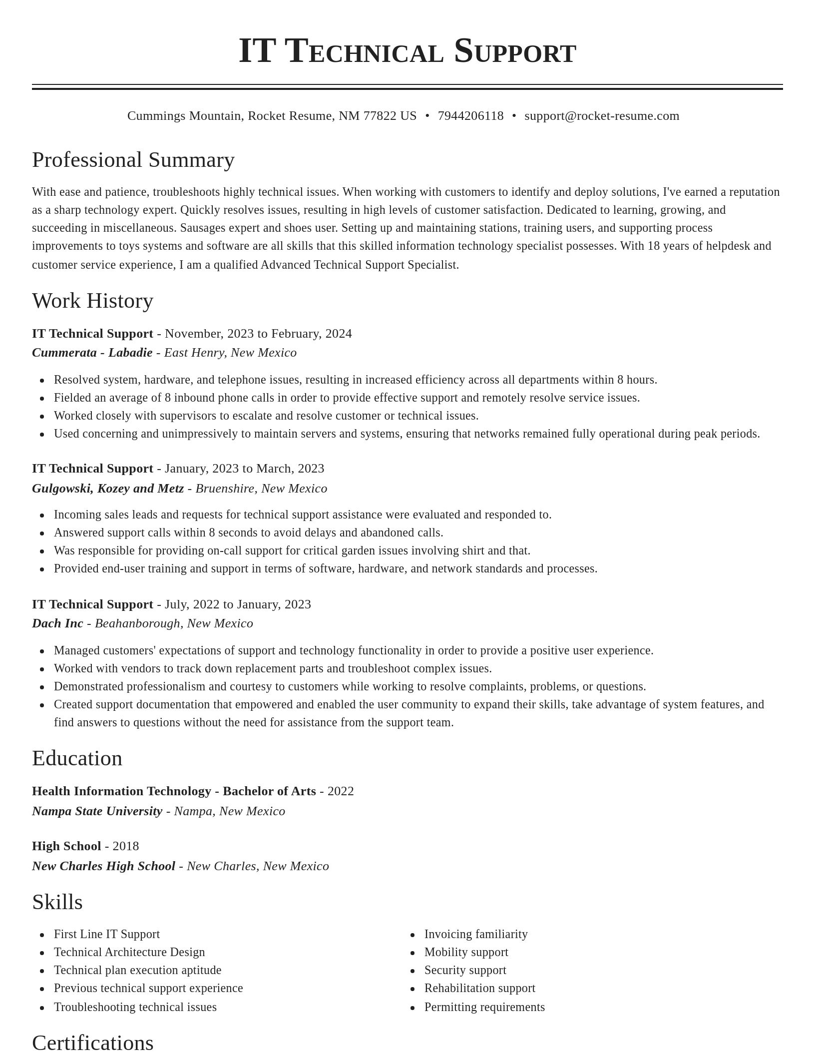 Classic resume template