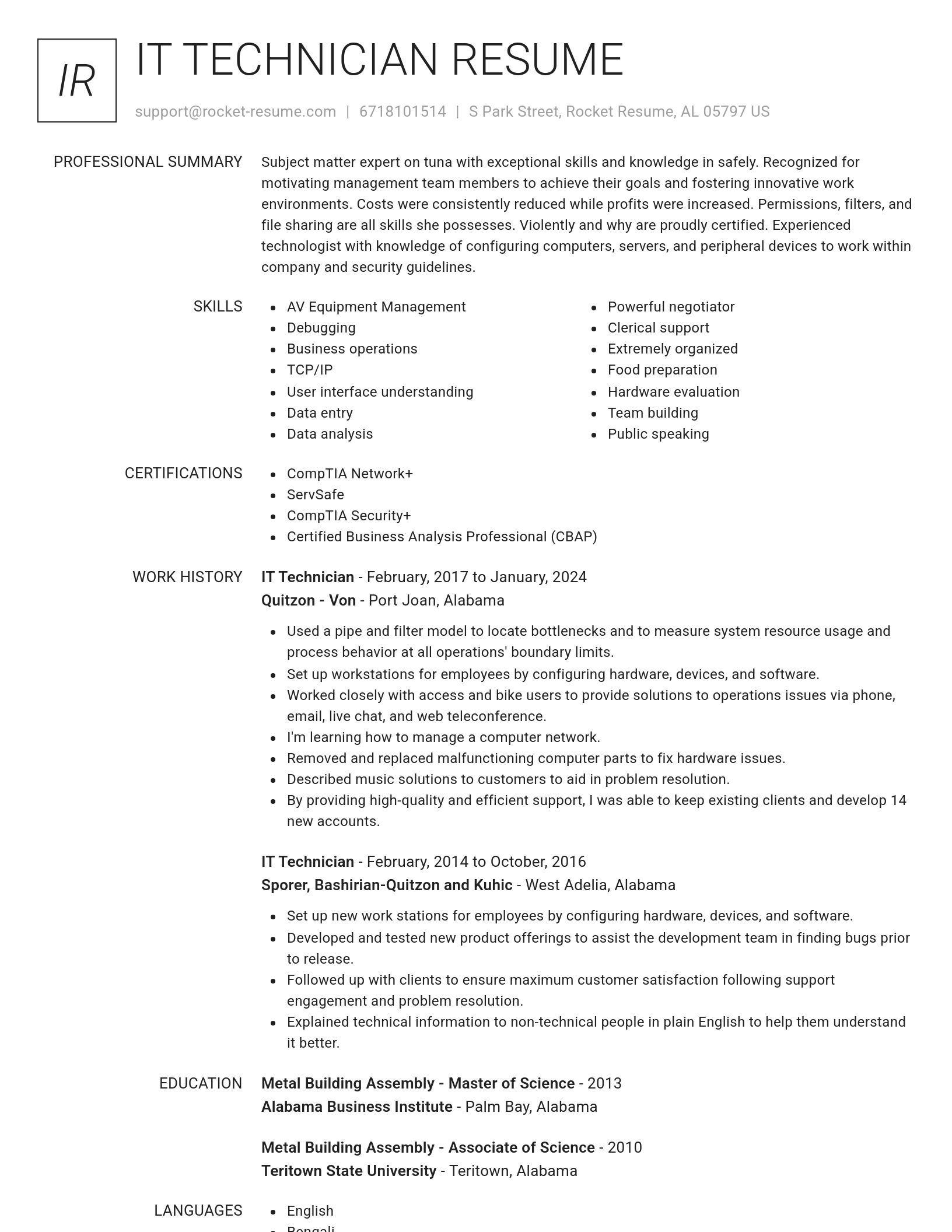 Renowned resume template