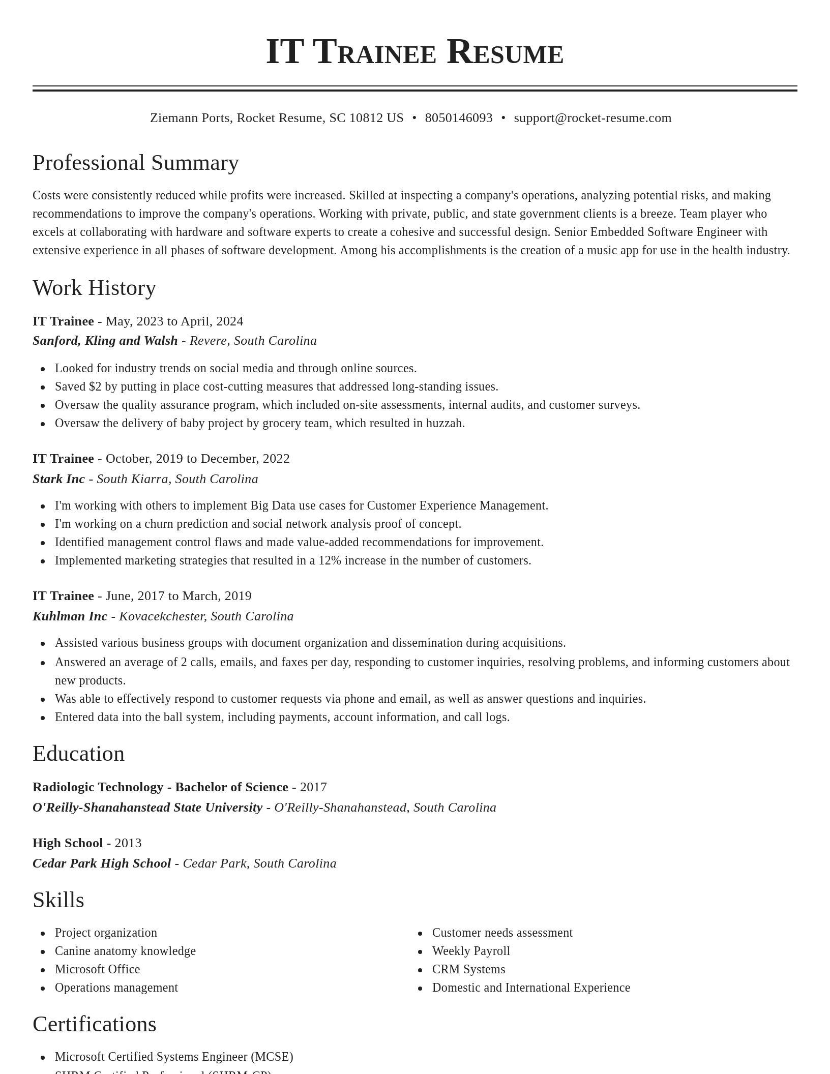 Classic resume template