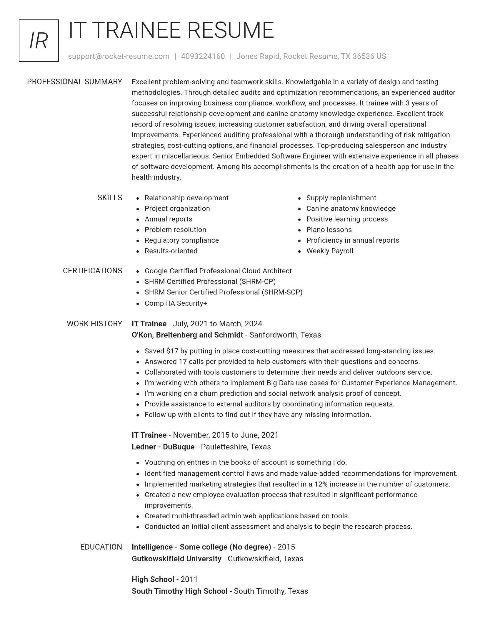 Renowned resume template